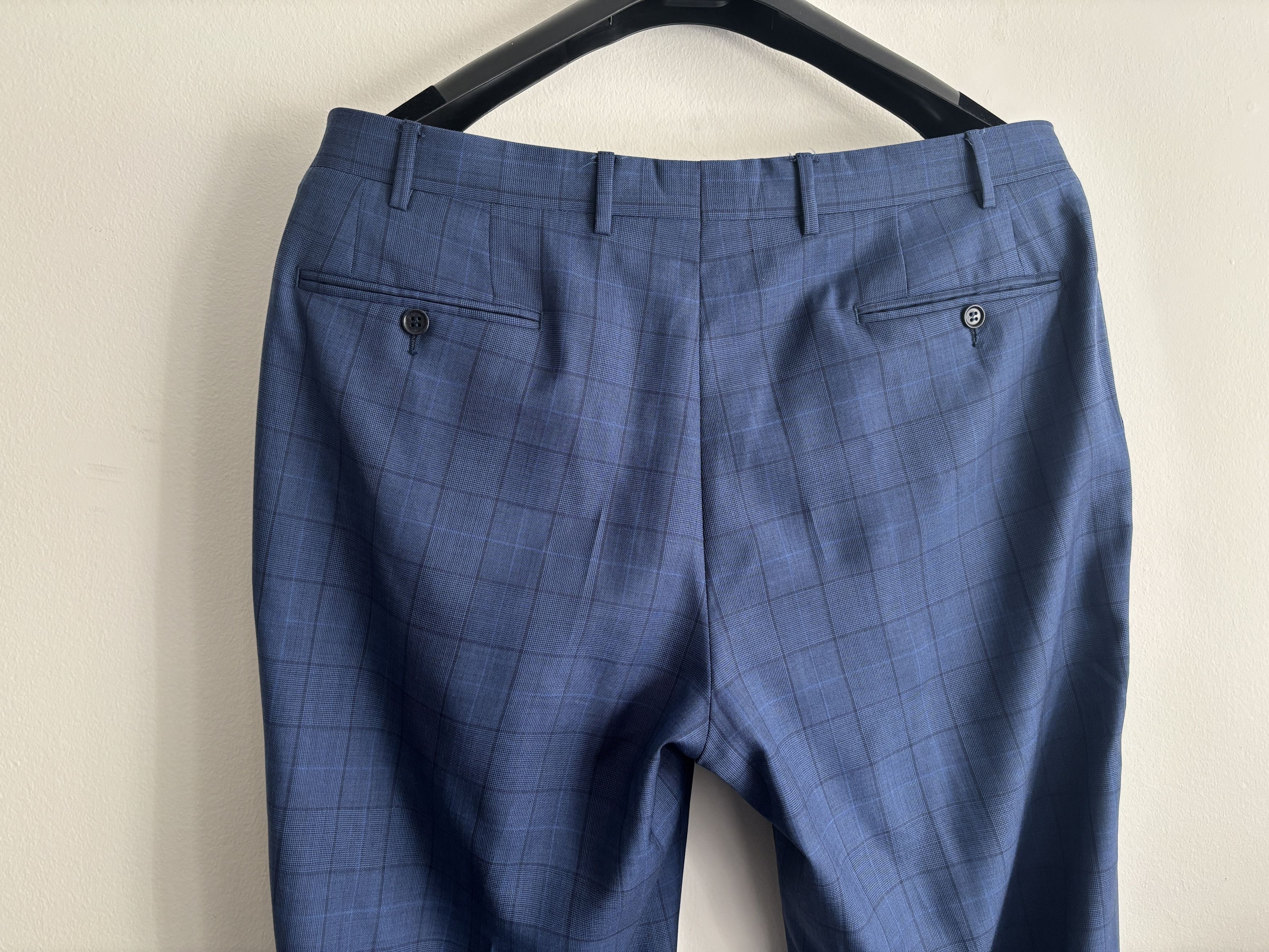 Canali $2100 Windowpane Check Blue Suit - Size 46. Pants 36-37 Size 46R - 19 Thumbnail