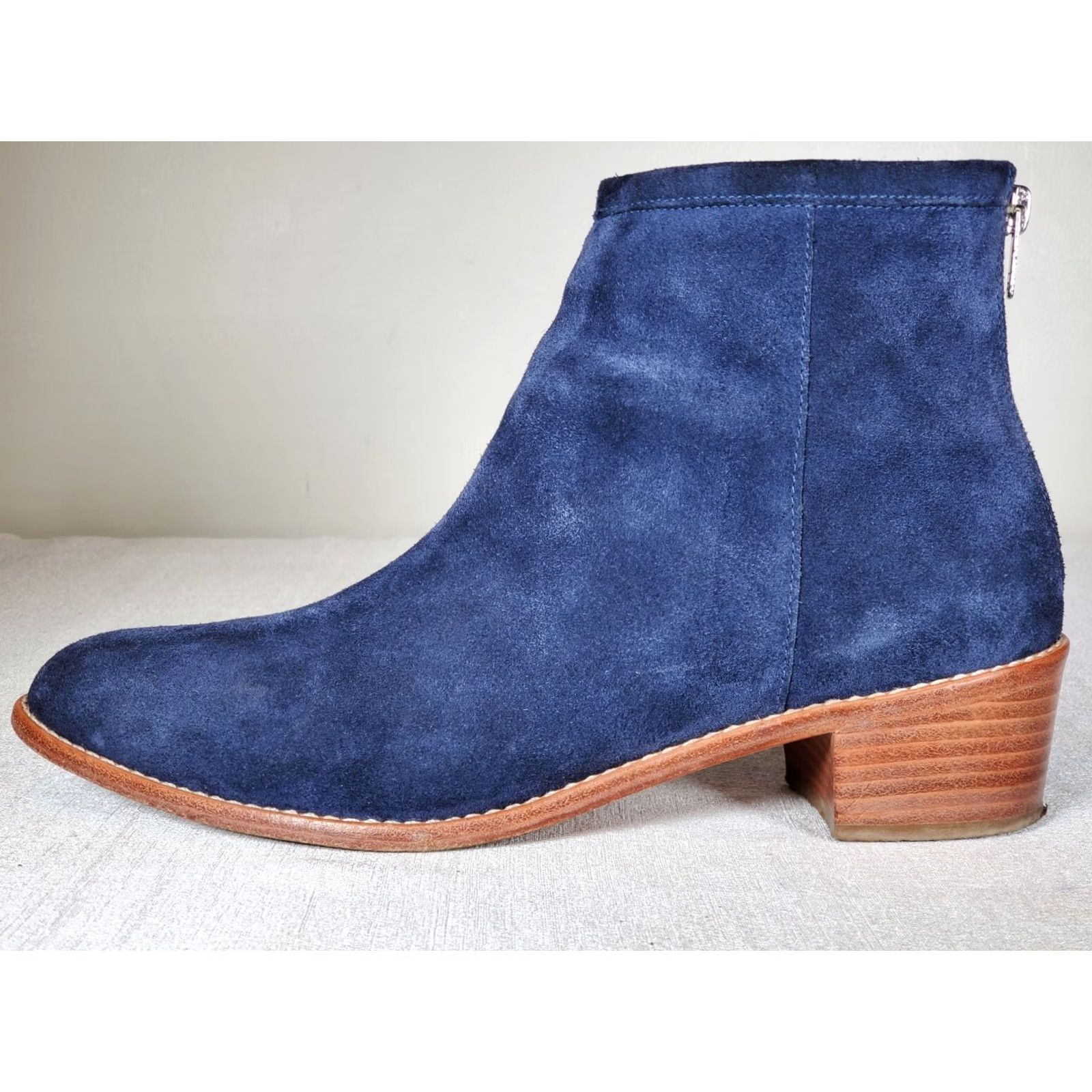 Loeffler Randall Loeffler Randall Felix Blue Suede Leather Ankle Boots Women's US 11 B Back Zip Exposed Zipper LR Logo Pull Suede Leather Sole Size US 11 / IT 41 - 4 Thumbnail