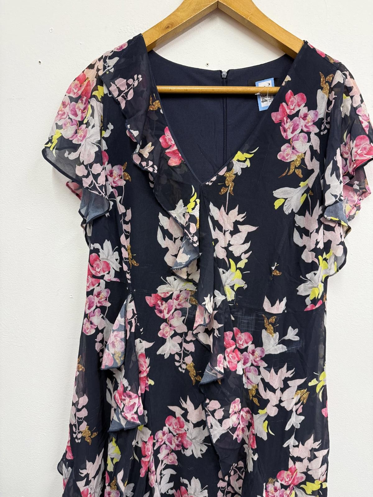 Walls Wallis Floral Print Ruffle Detail Dress Size L / US 10 / IT 46 - 3 Thumbnail
