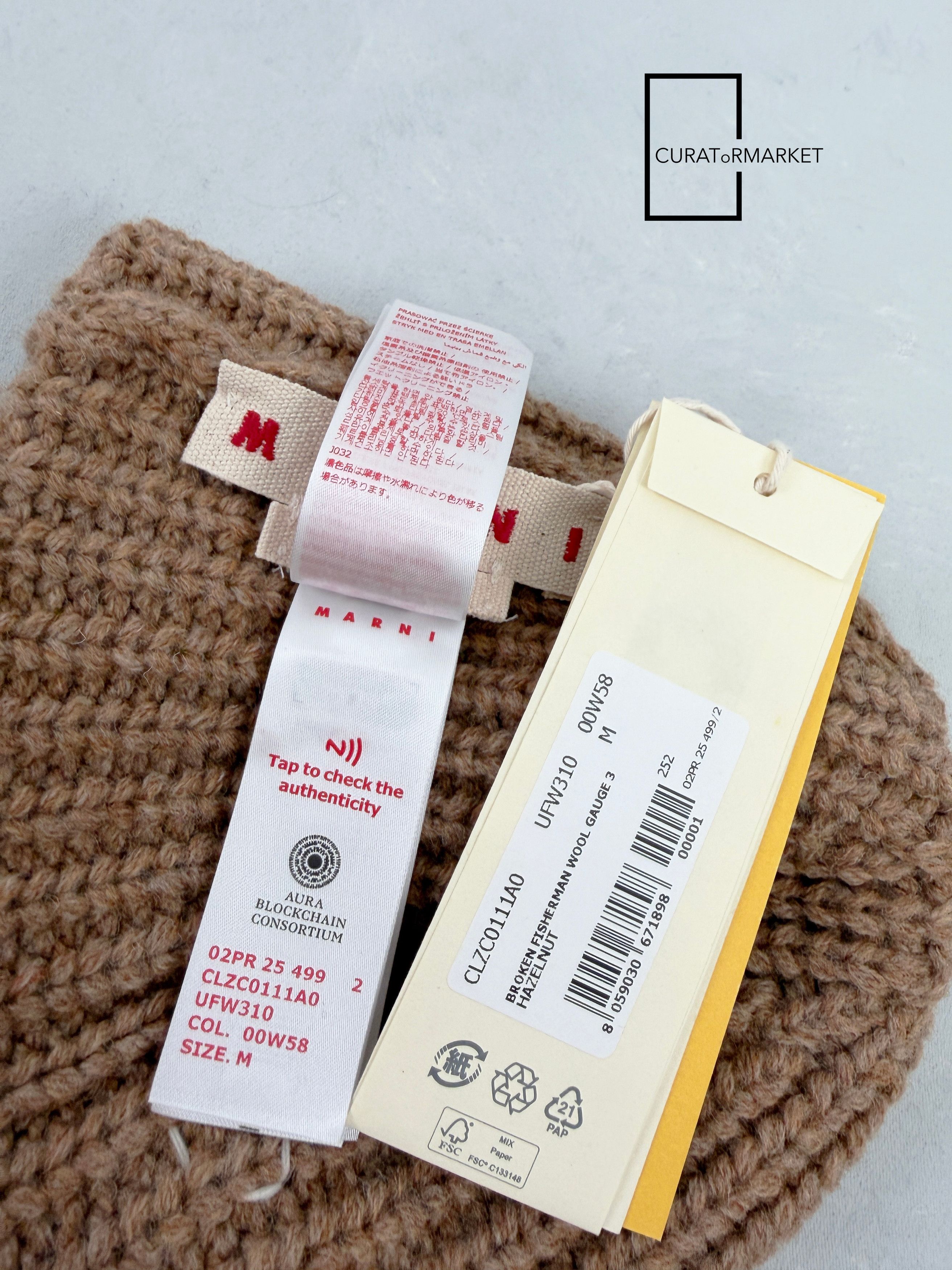 Marni M Distressed Embroidered Fisherman Shetland Wool Beanie FW25 Size ONE SIZE - 6 Thumbnail