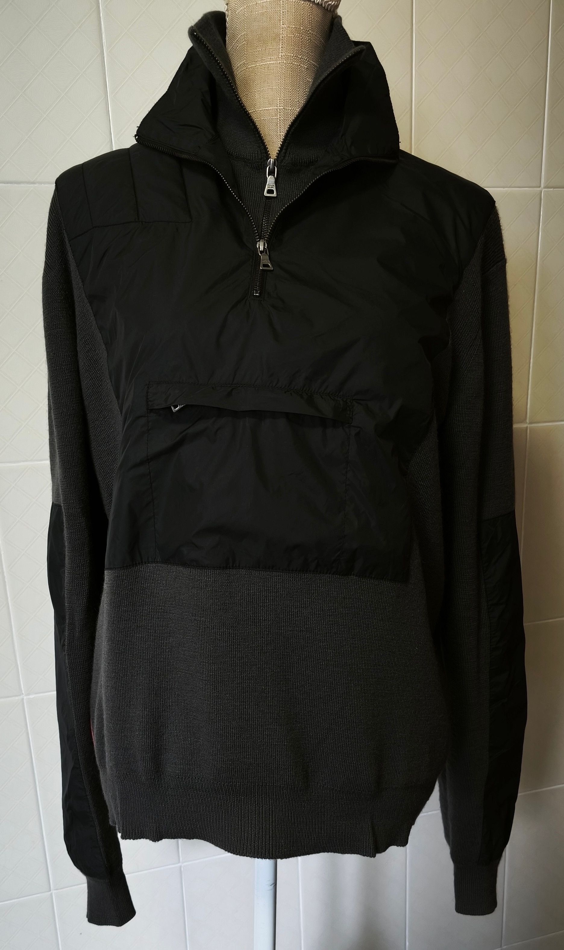 Prada Vintage Prada red tab - Double collar wool / nylon sweater Size US M / EU 48-50 / 2 - 14 Thumbnail