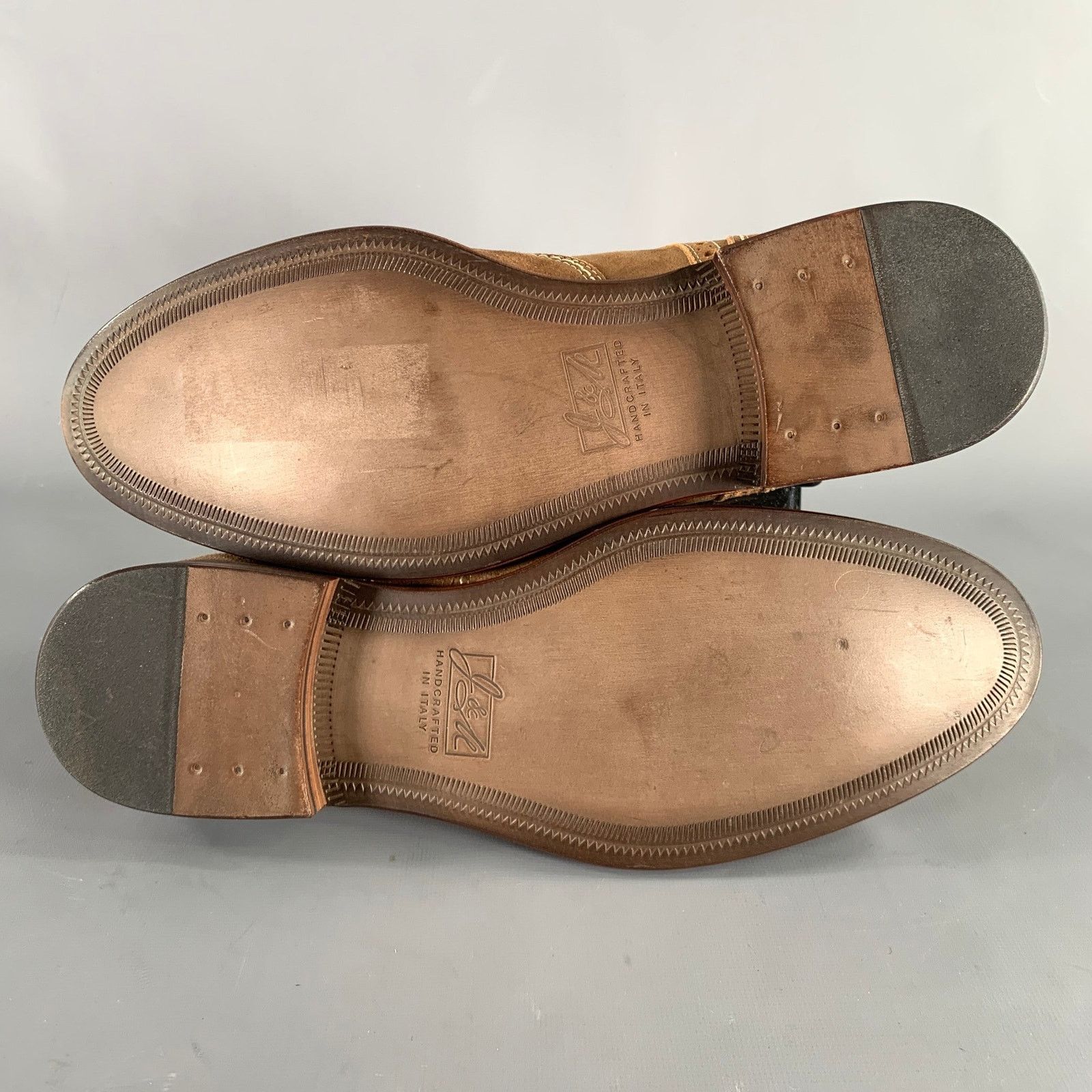 Johnston & Murphy 10 Brown Contrast Stitch Suede Wingtip Lace-Up Shoes Size US 10 / EU 43 - 6 Thumbnail