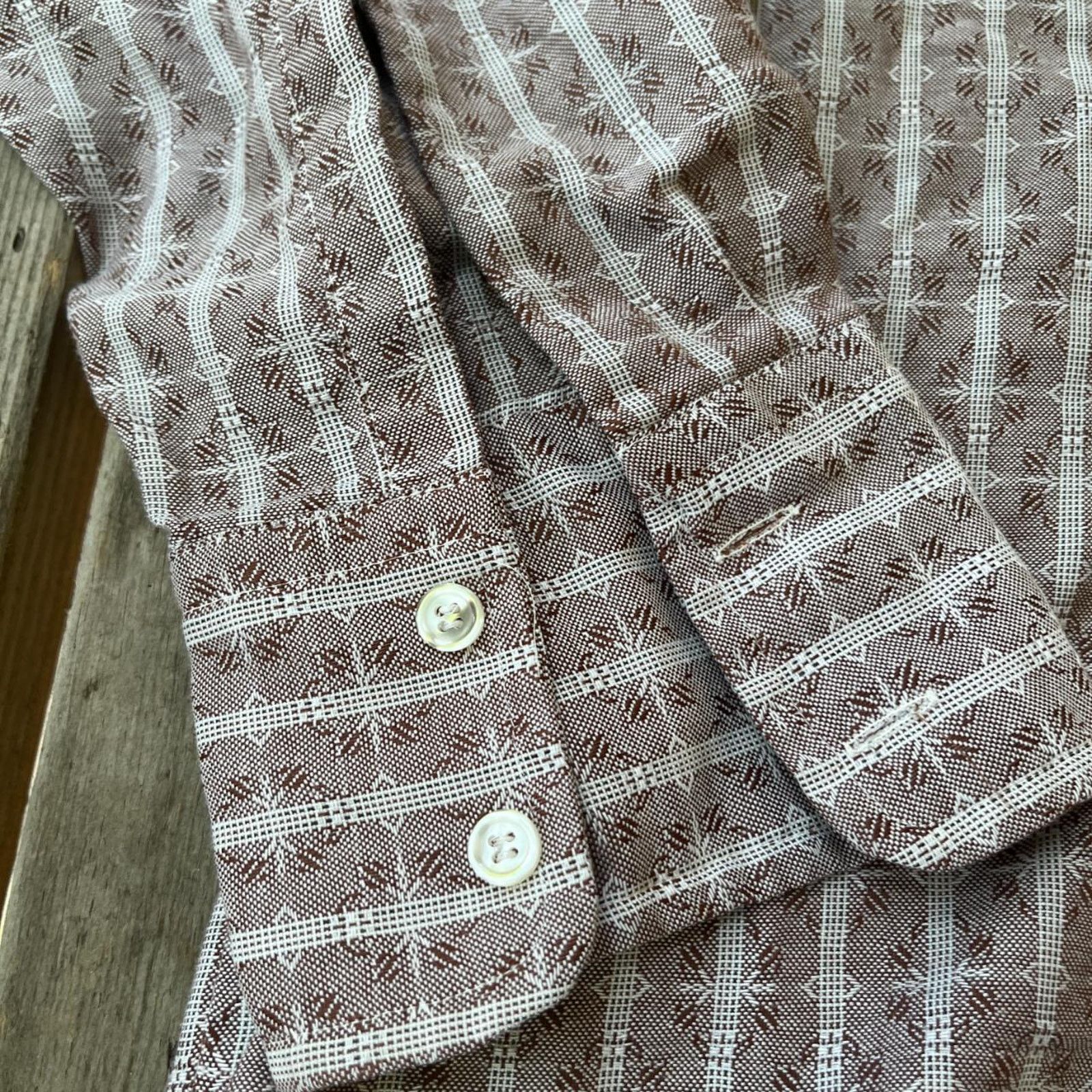 Vintage 70s Cotton Selvedge Patterned Mens Collared Button Up Shirt Size US L / EU 52-54 / 3 - 4 Thumbnail