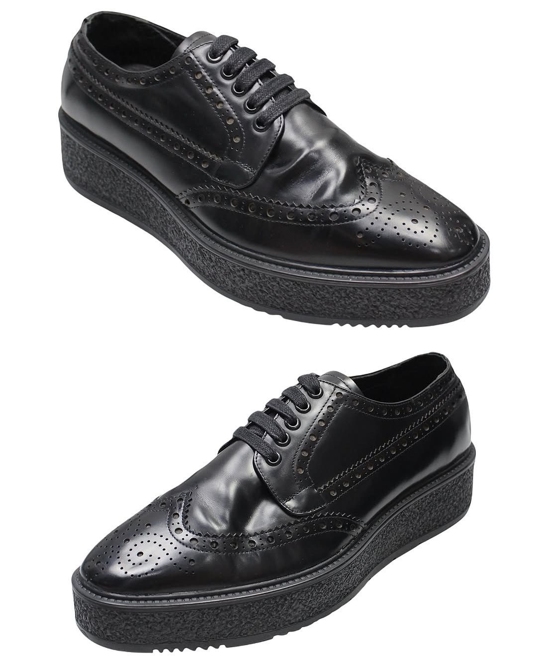 Prada 2010S PRADA BLACK PLATFORM BROGUE SHOES Size US 7 / EU 40 - 3 Thumbnail
