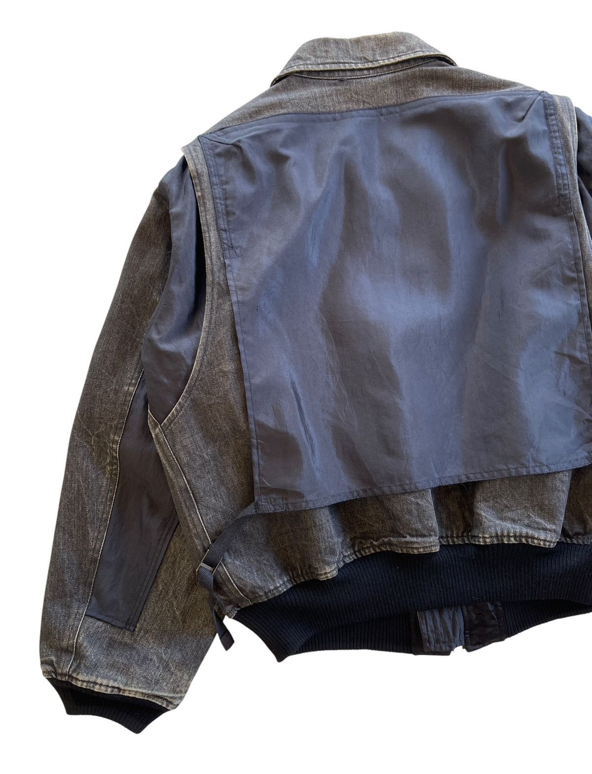 Pink House 1980s Washed Black Denim Bomber Jacket Size US XL / EU 56 / 4 - 10 Thumbnail