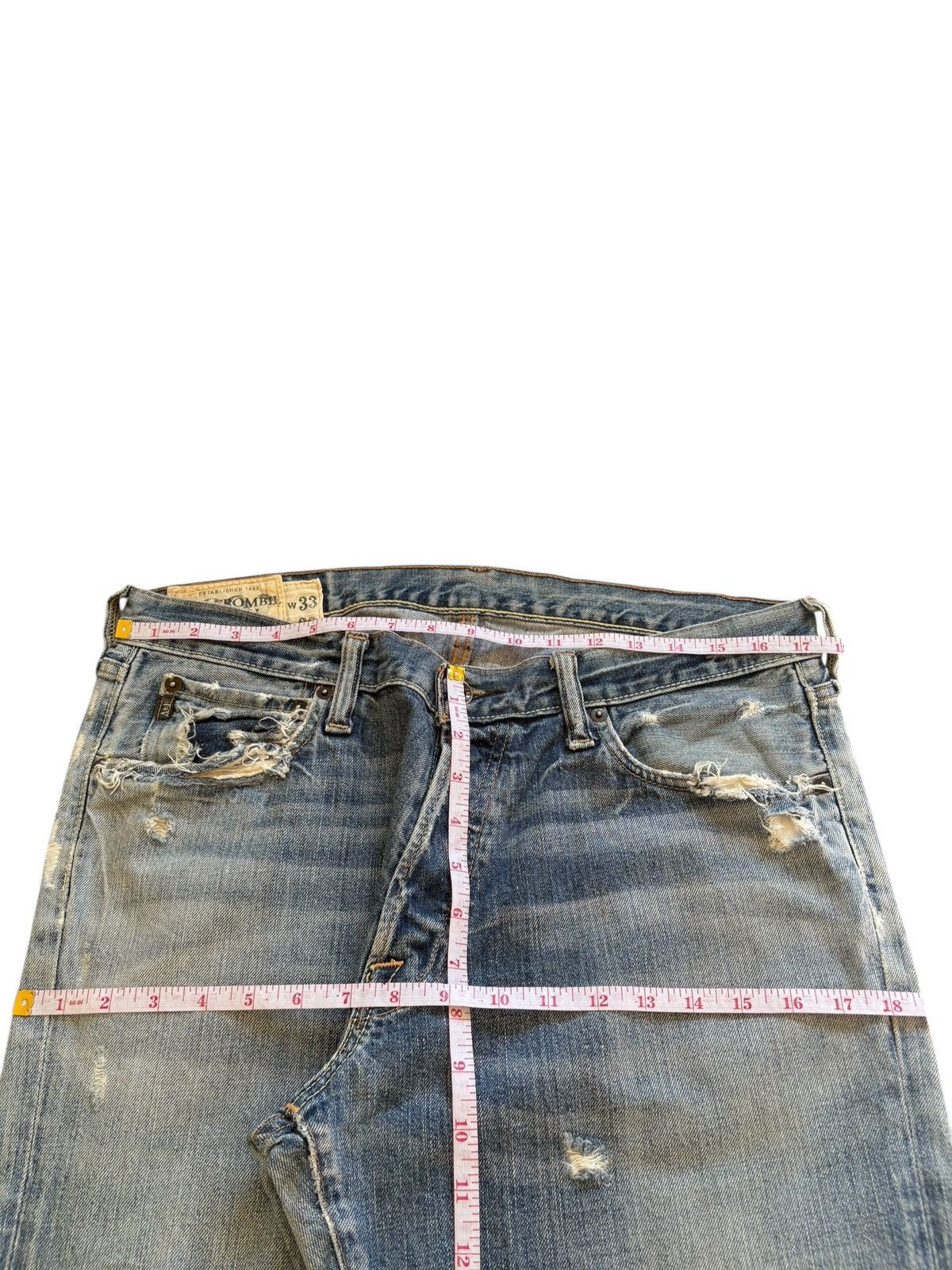 Abercrombie & Fitch Vintage Abercrombie Mud Wash Distressed Bootcut Flare Jeans Size US 34 / EU 50 - 11 Thumbnail