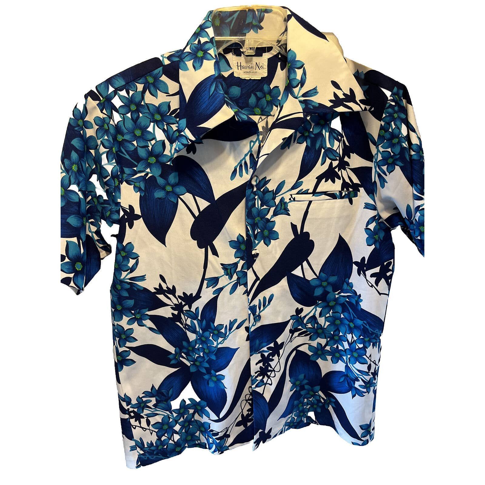 Other Hawaii Nei Honolulu VTG Mens M Blue Polyester Hawaiian Shirt Size US M / EU 48-50 / 2 - 5 Thumbnail