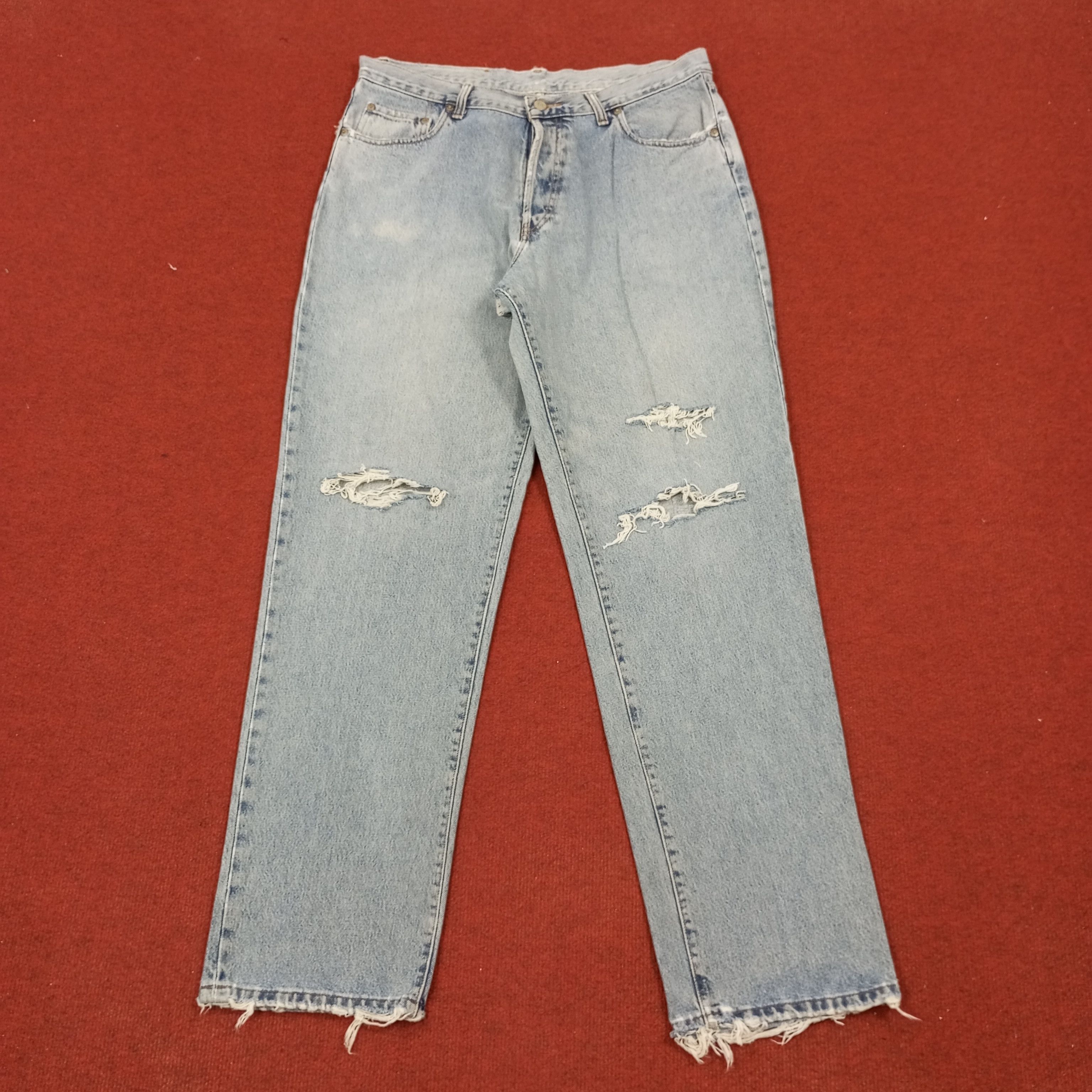 RRL Ralph Lauren × Ralph Lauren × Vintage RRL Ralph Lauren Fashion Style Distressed Jeans Size US 34 / EU 50 - 4 Thumbnail