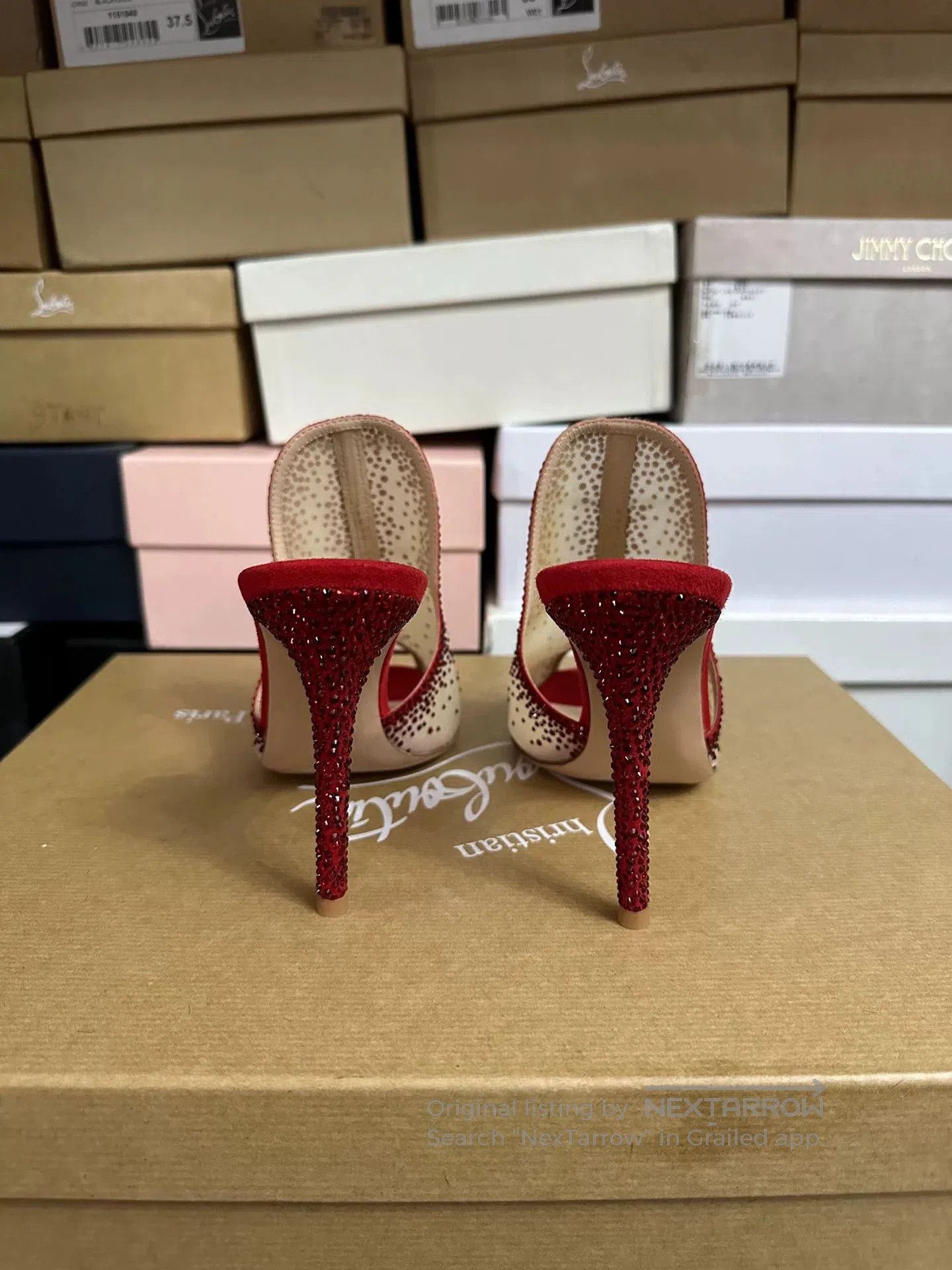 Gianvito Rossi Gianvito Rossi Red Rhinestone Heel Sandals. Size US 6.5 / IT 36.5 - 5 Thumbnail