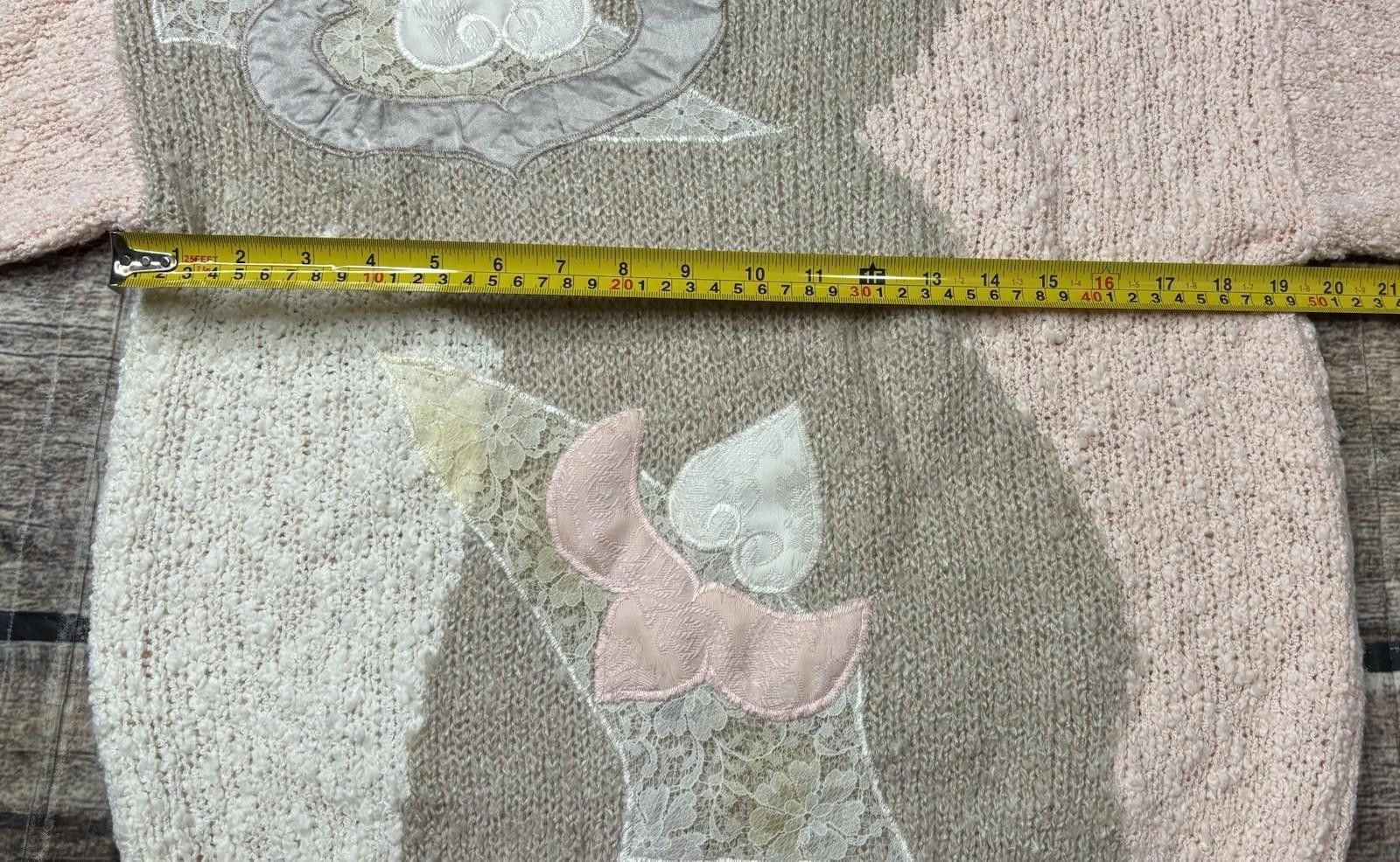 Other Beldoch Popper Sweater Womens L Knit Lace Grannycore Pink Size L / US 10 / IT 46 - 10 Thumbnail