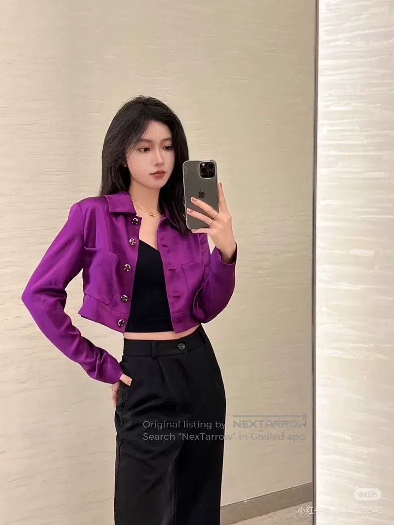 Chanel Chanel Purple silk gemstone button shirt Size XS / US 0-2 / IT 36-38 - 2 Thumbnail