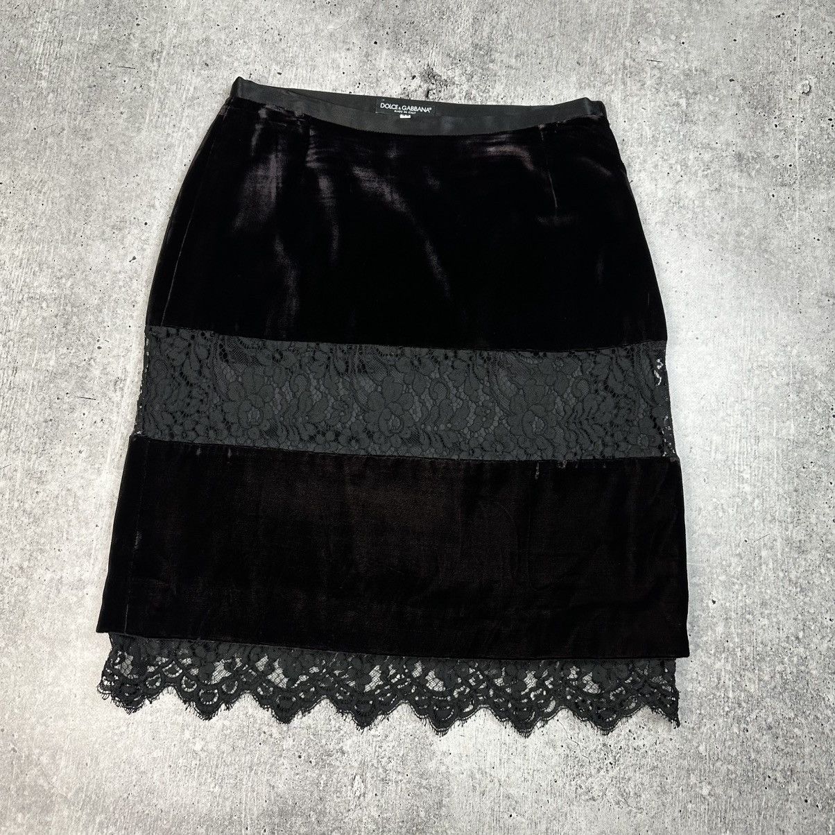 Dolce & Gabbana Dolce Gabbana Velvet Mid-length Skirt Dark Purple Size 30" / US 8 / IT 44 - 1 Thumbnail