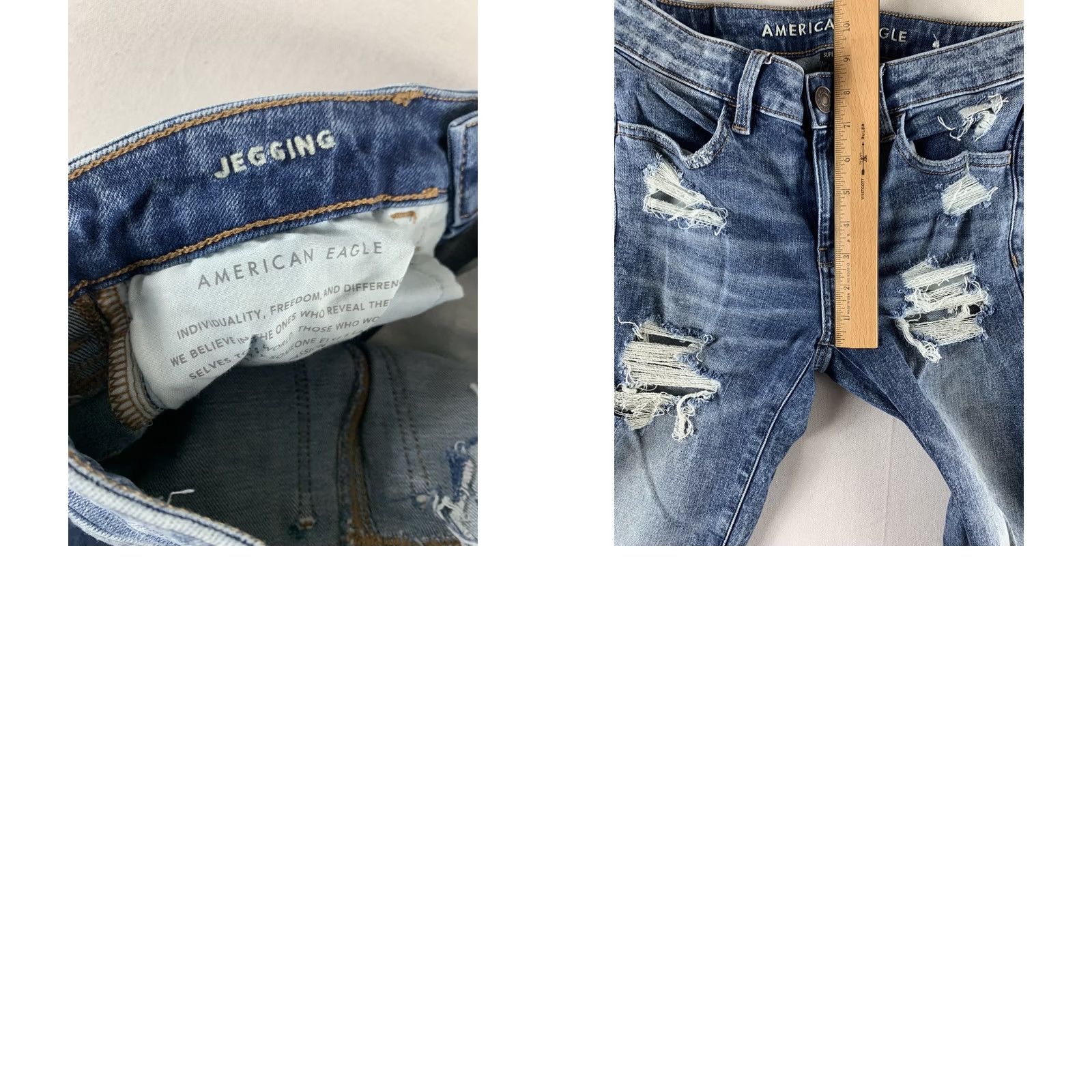 Vintage AMERICAN EAGLE JEANS WOMENS 2 SHORT BLUE JEGGING SUPER STRETCH Size 26" / US 2 / IT 38 - 8 Thumbnail