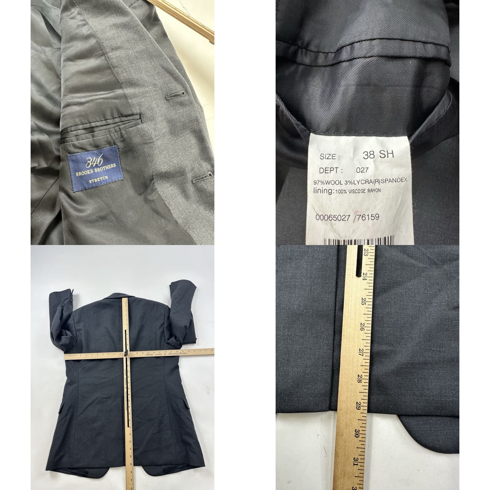 Brooks Brothers Brooks Brothers Blazer Mens 38 Regular Gray Wool Spandex Blend Three-Button Flat Front Jacket Coat Business Formal Party/Cocktail Mens Size US 38 / EU 54 - 8 Thumbnail