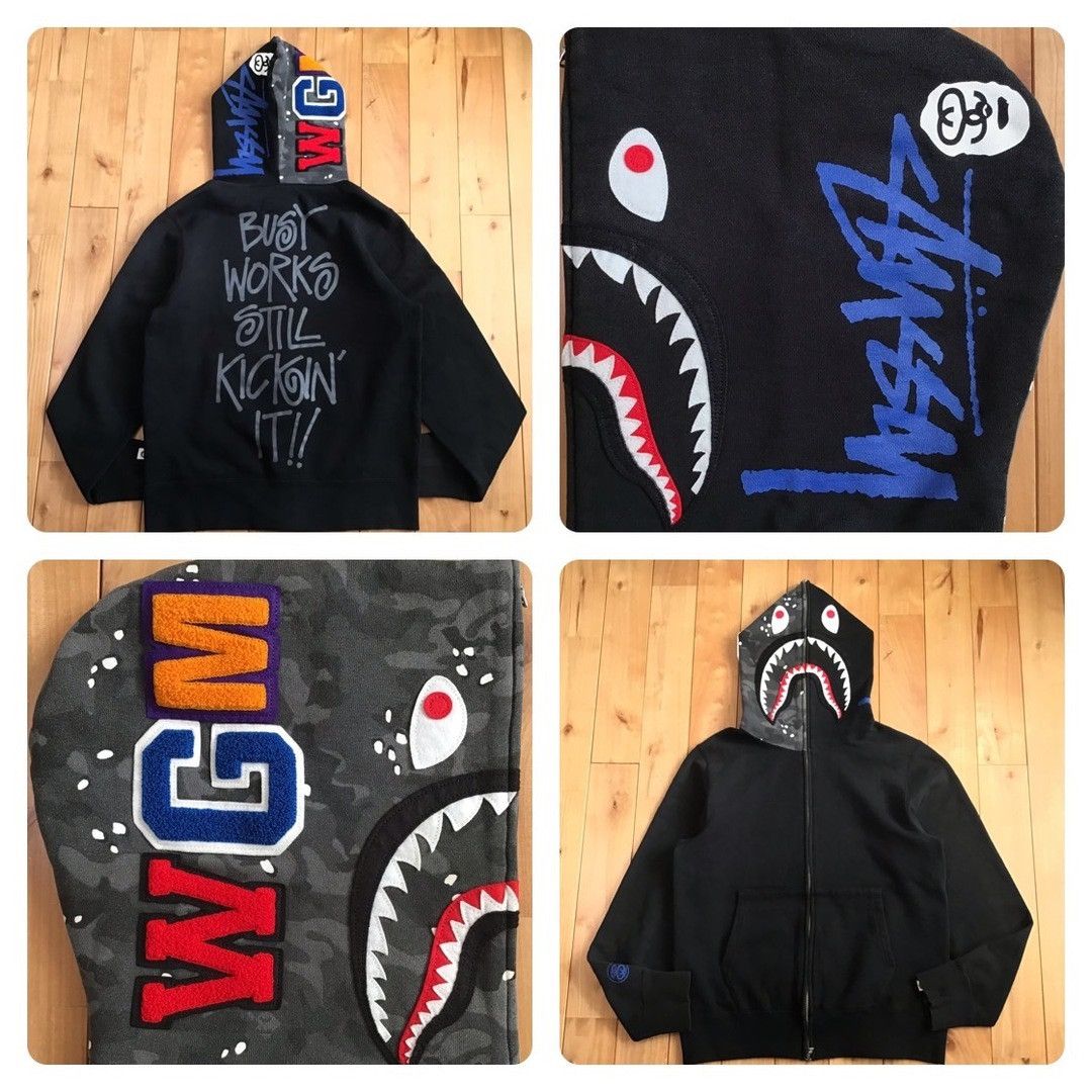 Bape STUSSY × BAPE CAMO Shark Full Zip Hoodie a bathing ape NIGO Size US M / EU 48-50 / 2 - 1 Thumbnail