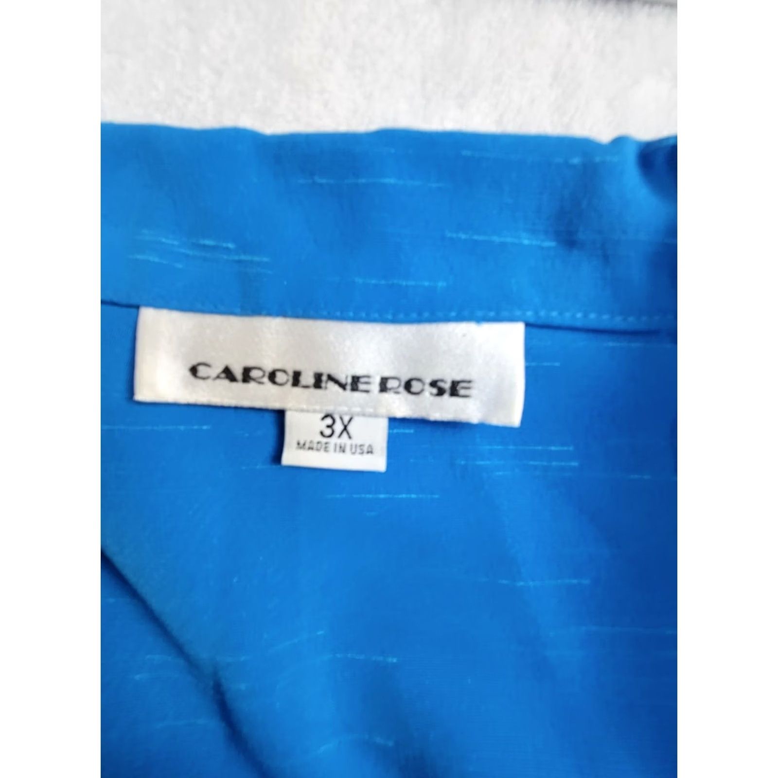 Vintage Caroline Rose Womens 3X Blue Button-Front Blazer Jacket Casual Lightweight Shirt Mens? Size XXL / US 16-18 / IT 52-54 - 3 Thumbnail