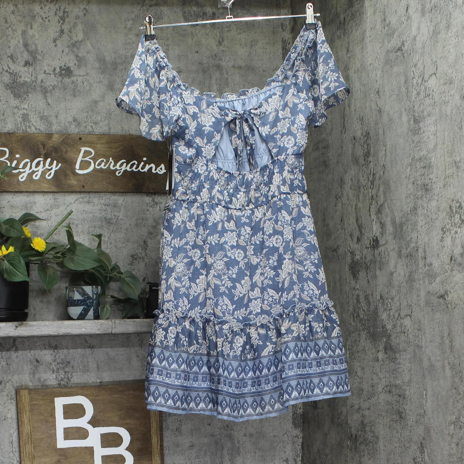 Other Nwt Trixxi Flutter-sleeve Dress 26ef76vjii Blue Multi M Size M / US 6-8 / IT 42-44 - 2 Thumbnail