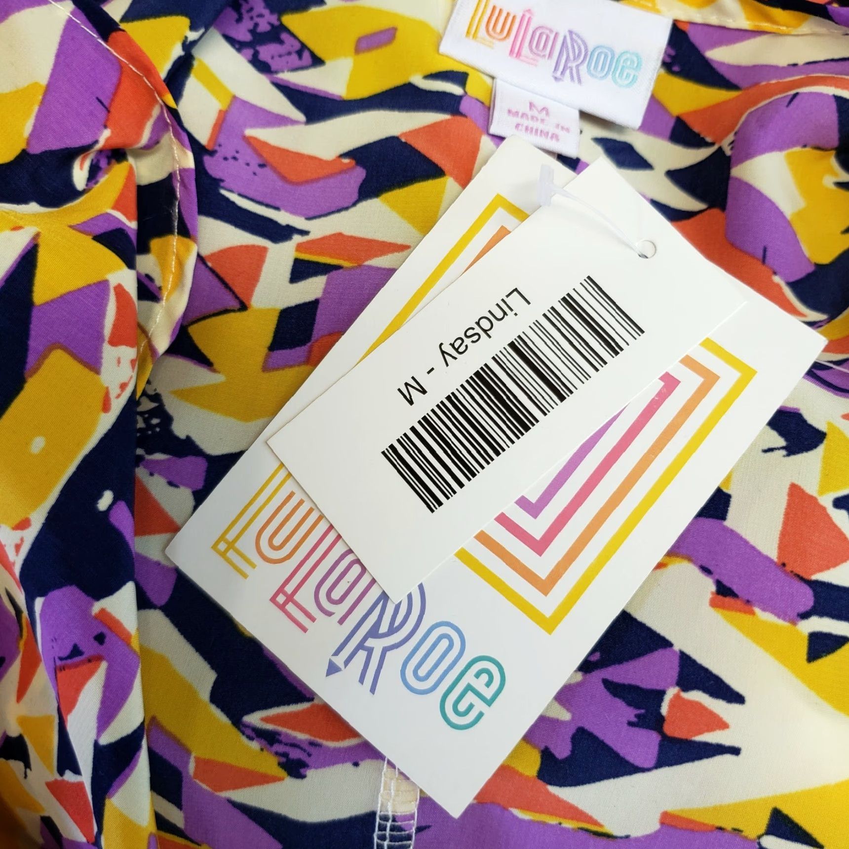 Vintage VINTAGE LuLaRoe Womens Lindsay Blouse Purple Yellow Abstract Open Front Medium M Womens Size M / US 6-8 / IT 42-44 - 4 Thumbnail