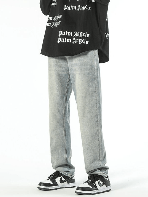 Japanese Brand Men's straight washed jeans with embroidered pockets Size US 32 / EU 48 - 1 Thumbnail