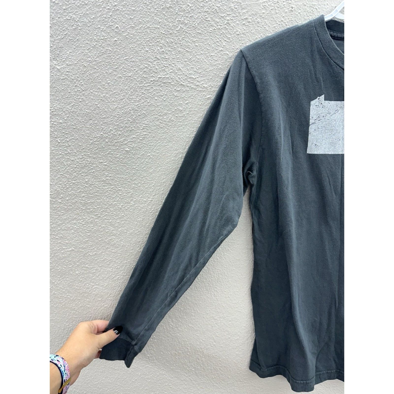 Vintage Locally Grown Womens T-Shirt Small Pennsylvania Gray Long Sleeve Shirt Womens Regular Cotton Size S / US 4 / IT 40 - 3 Thumbnail
