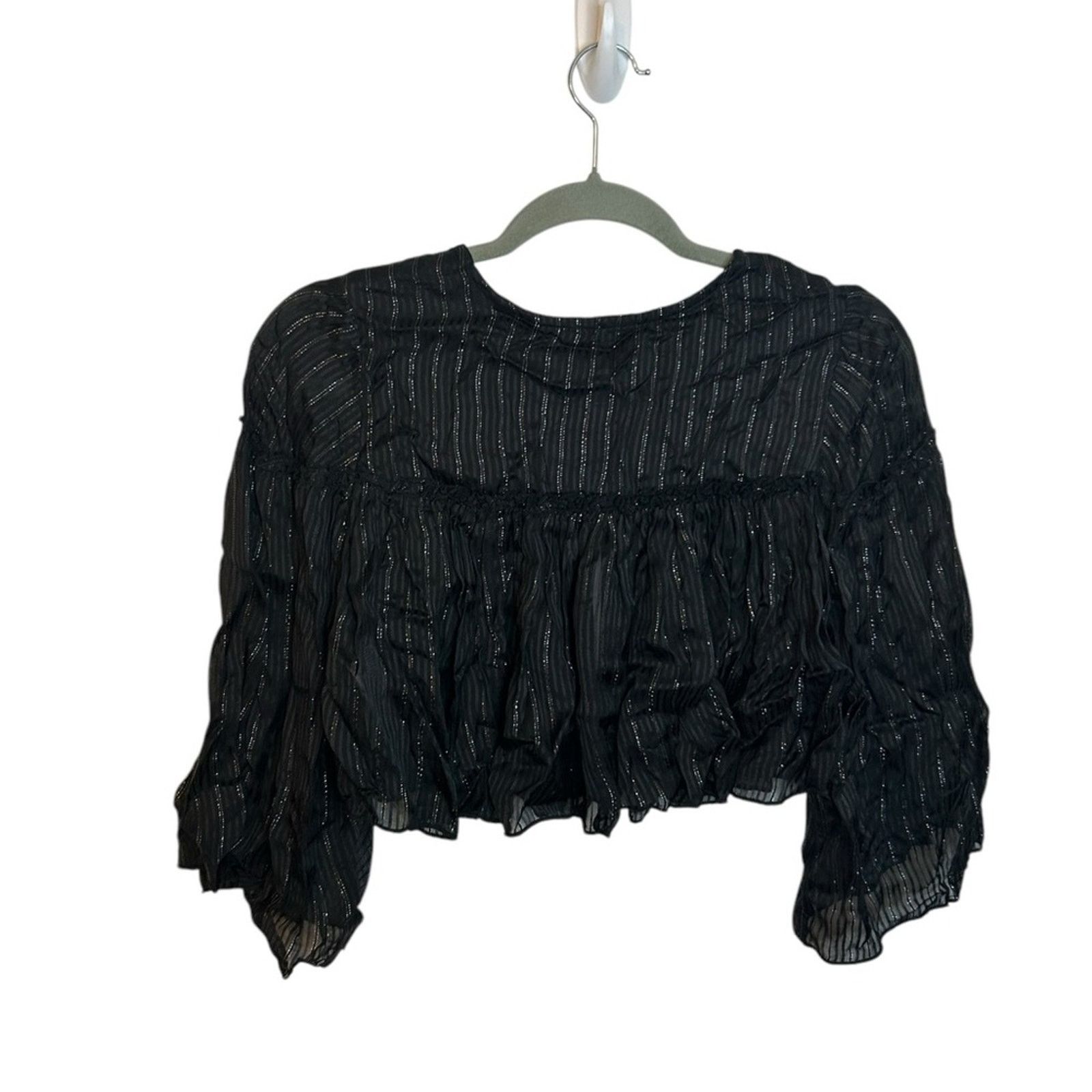 Other Nwt NSR Napean Sea Rd Metallic Cropped Bohemian Blouse Size S / US 4 / IT 40 - 2 Thumbnail