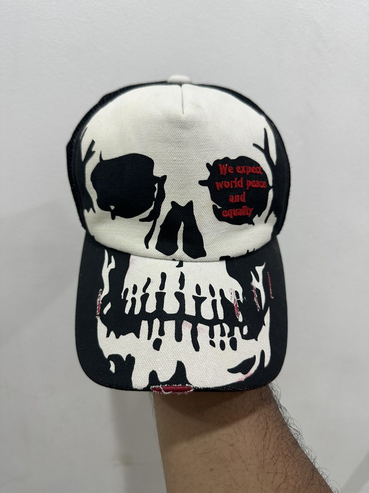 Other VTG Distress PEACE SKULL Trucked Hat Size ONE SIZE - 2 Thumbnail