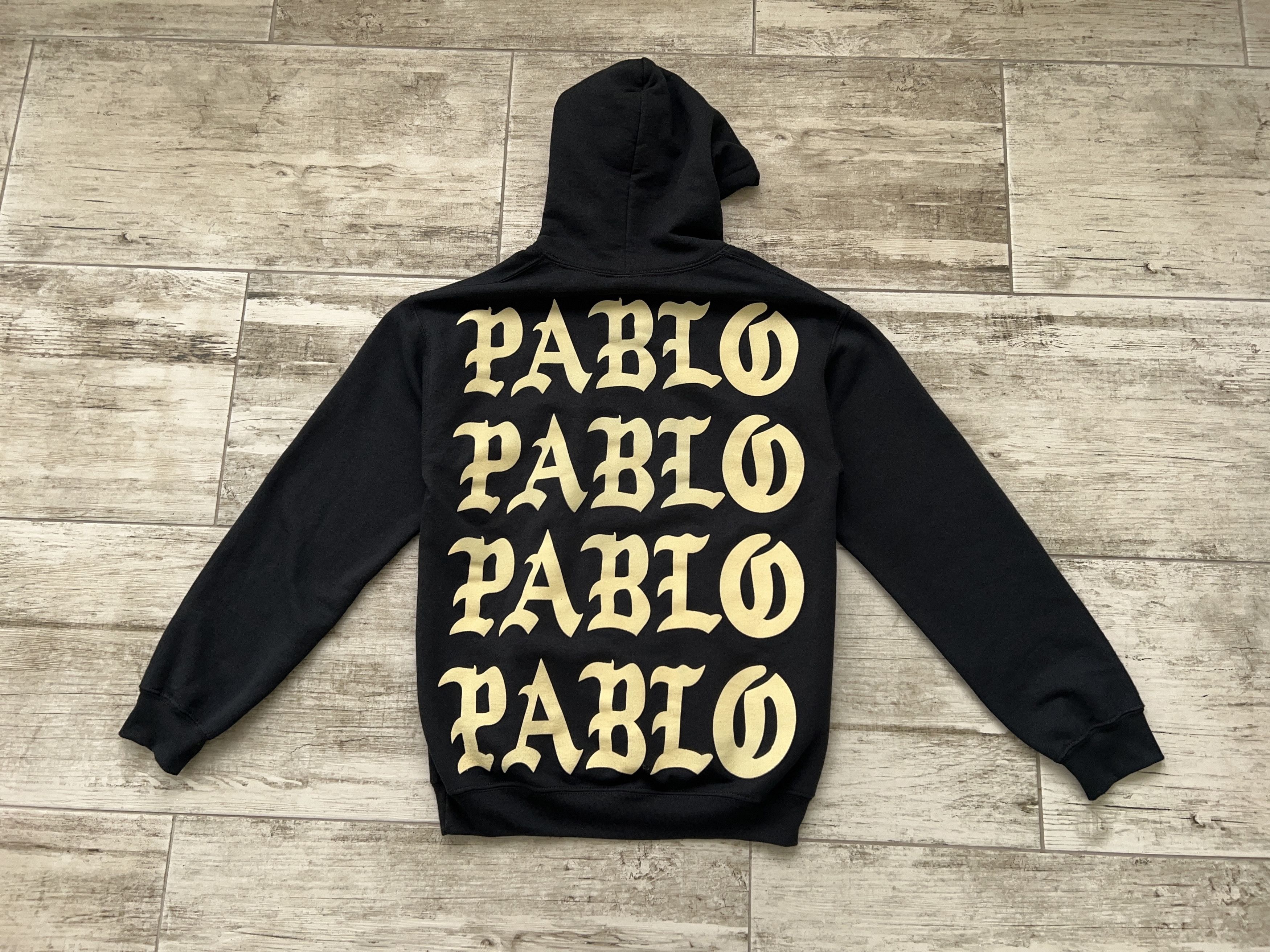 Designer Kanye West Streetwear Kanye West Paris PABLO Big Logo Hoodie Black Size S Grailed