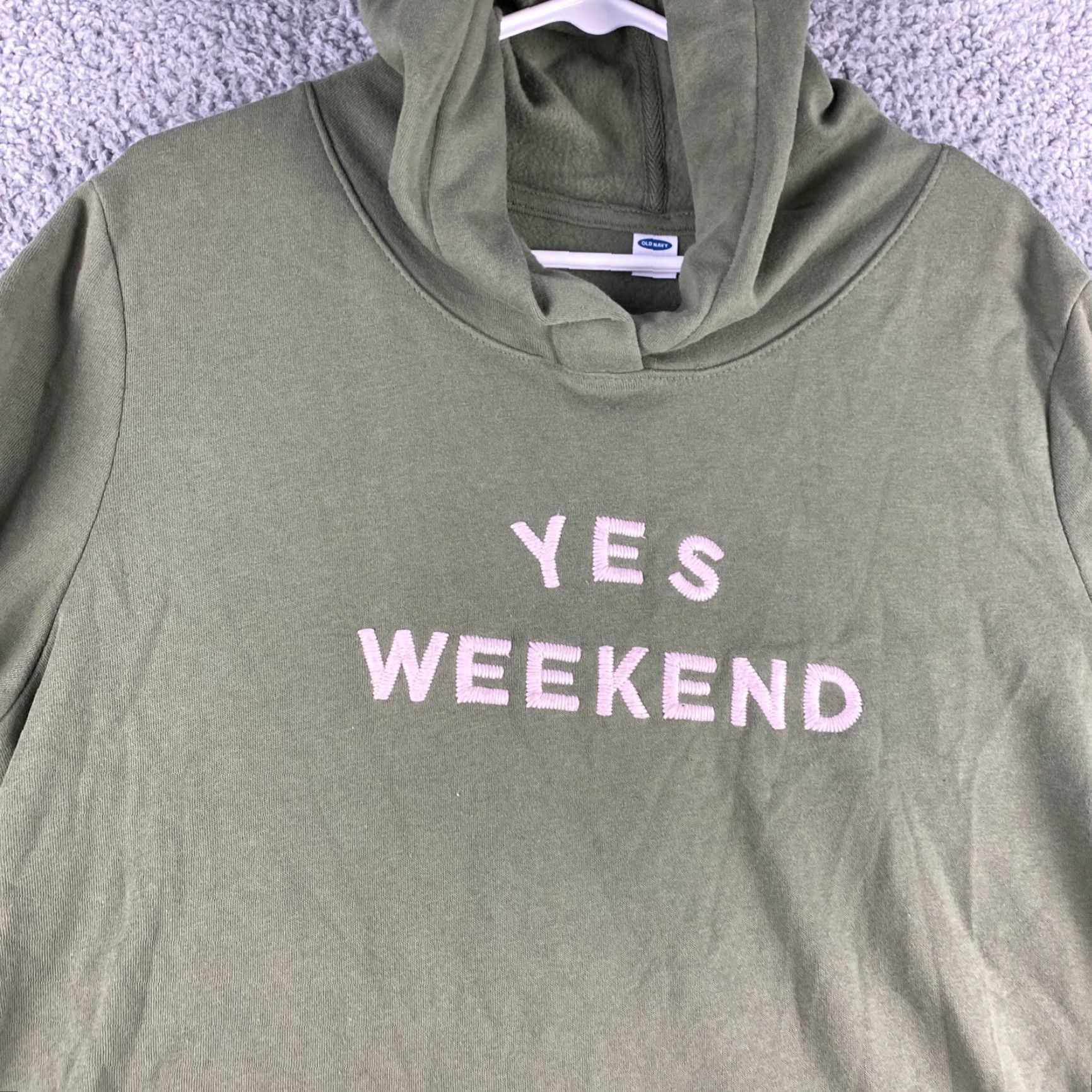 Old Navy Old Navy Women's Athletic Hooded Sweatshirt Size L Green Fleece Pullover Spring Fall Winter Size L / US 10 / IT 46 - 2 Thumbnail