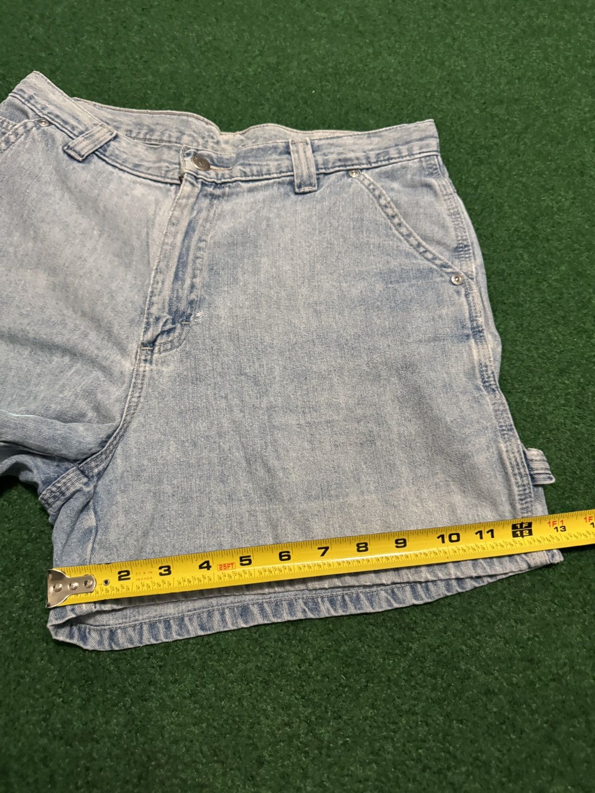 Lee × Vintage Vtg 90s Y2K Lee Dungaree Carpenter Jorts 11 6” Denim Shorts Size 32" / US 10 / IT 46 - 6 Thumbnail