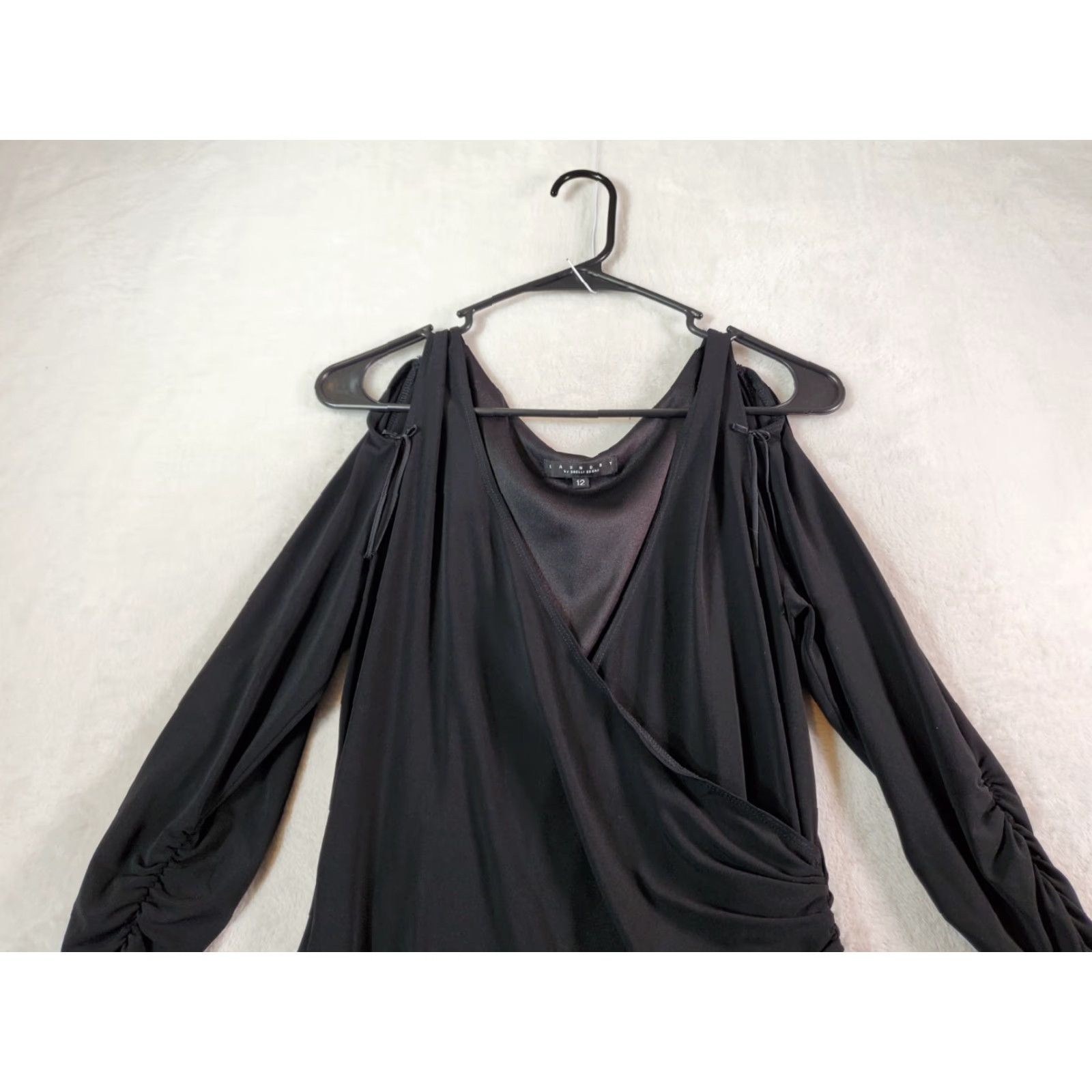 Laundry by Shelli Segal Laundry by Shelli Segal Maxi Dress Womens 12 Black Long Sleeve V Neck Size XL / US 12-14 / IT 48-50 - 7 Thumbnail