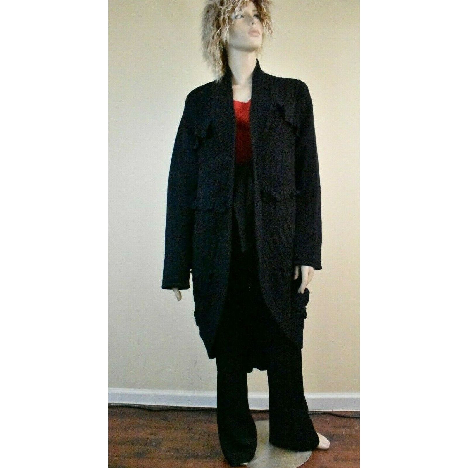 Valentino VALENTINO NAVY WOOL SWEATER LONG CARDIGAN OVER COAT L ITALY Size L / US 10 / IT 46 - 1 Thumbnail