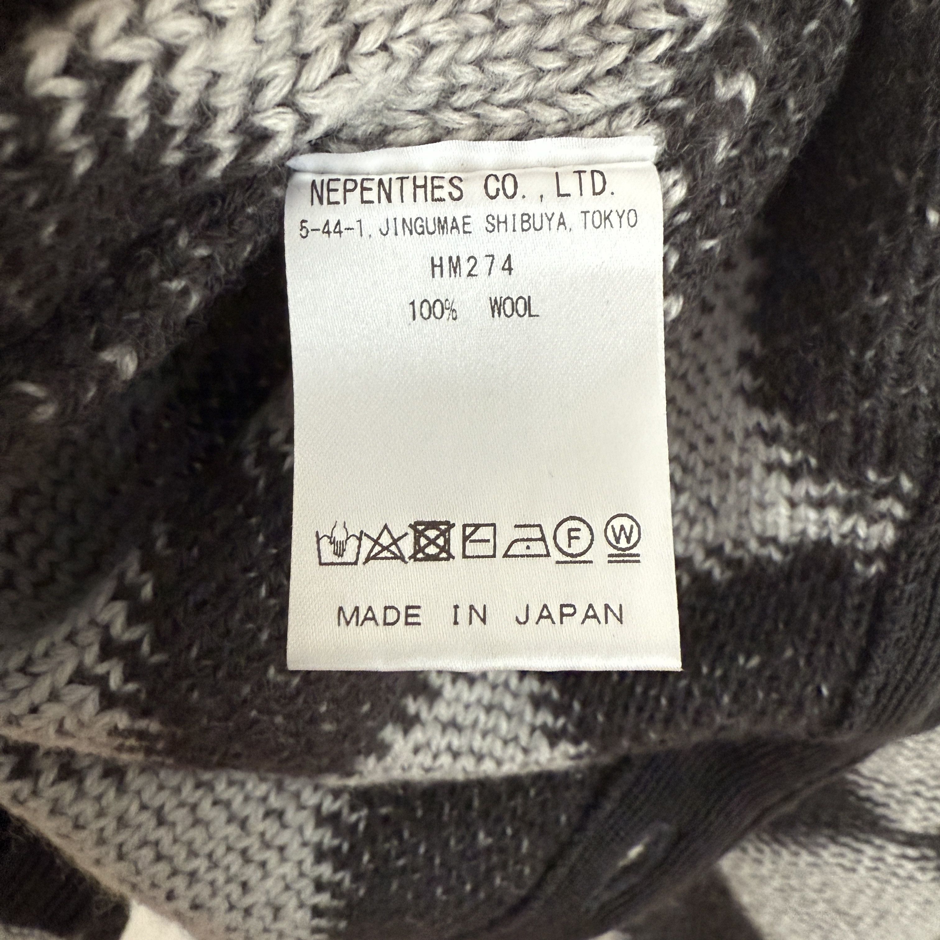 Needles Wool Cardigan Medium Black Gray Diamond Japan Knit