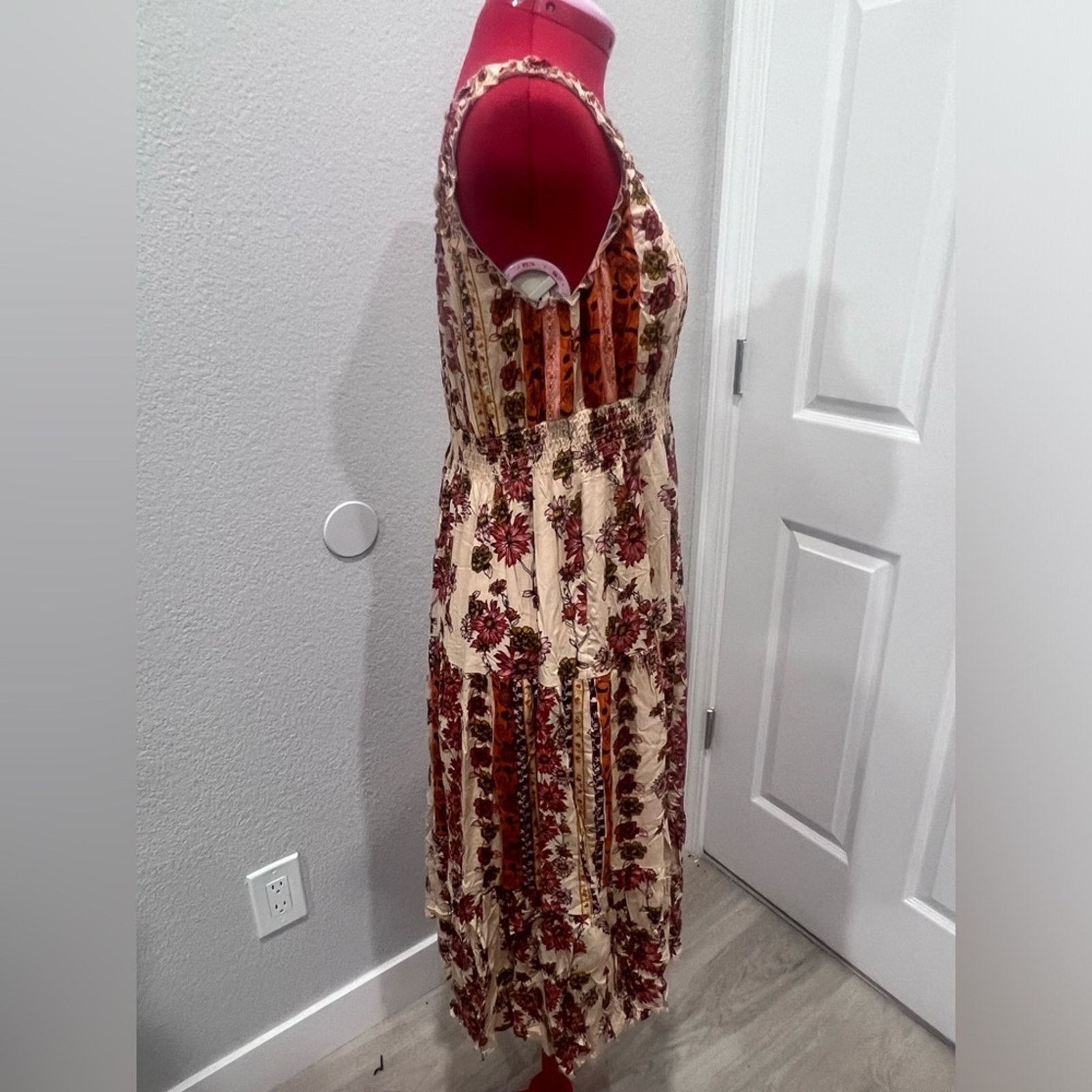 Anthropologie LAPIS Anthropology Floral Orange Cream Summer Sun Boho Size L / US 10 / IT 46 - 11 Thumbnail