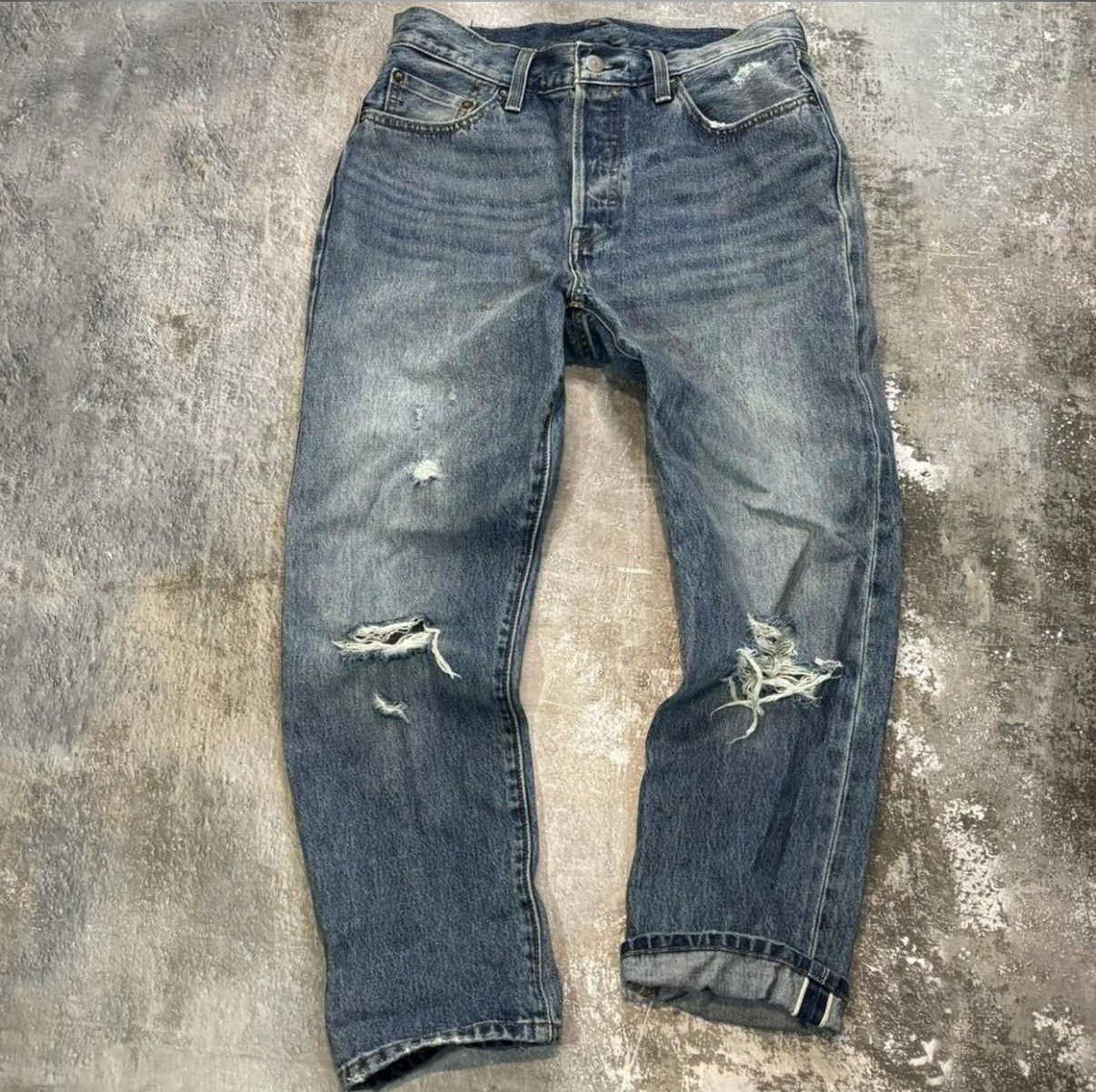 Levi's Levis 501 Jeans Mens 28X26 Selvedge Premium Big E Button Fly Size 28" / US 6 / IT 42 - 1 Thumbnail