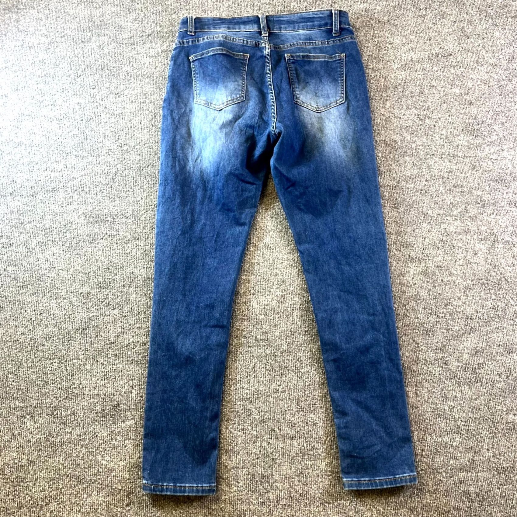 Vintage Bamboo Skinny Jeans Women's 11 Blue Cotton Denim Travel Faded Stretch Jeans Size 32" / US 10 / IT 46 - 7 Thumbnail