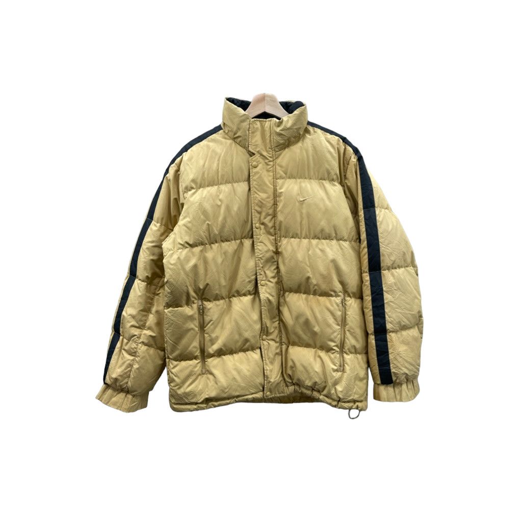 image of 2000's Nike Quilted Camel Tonal Swoosh Down Puffer Jacket in Beige, Men's (Size Large)