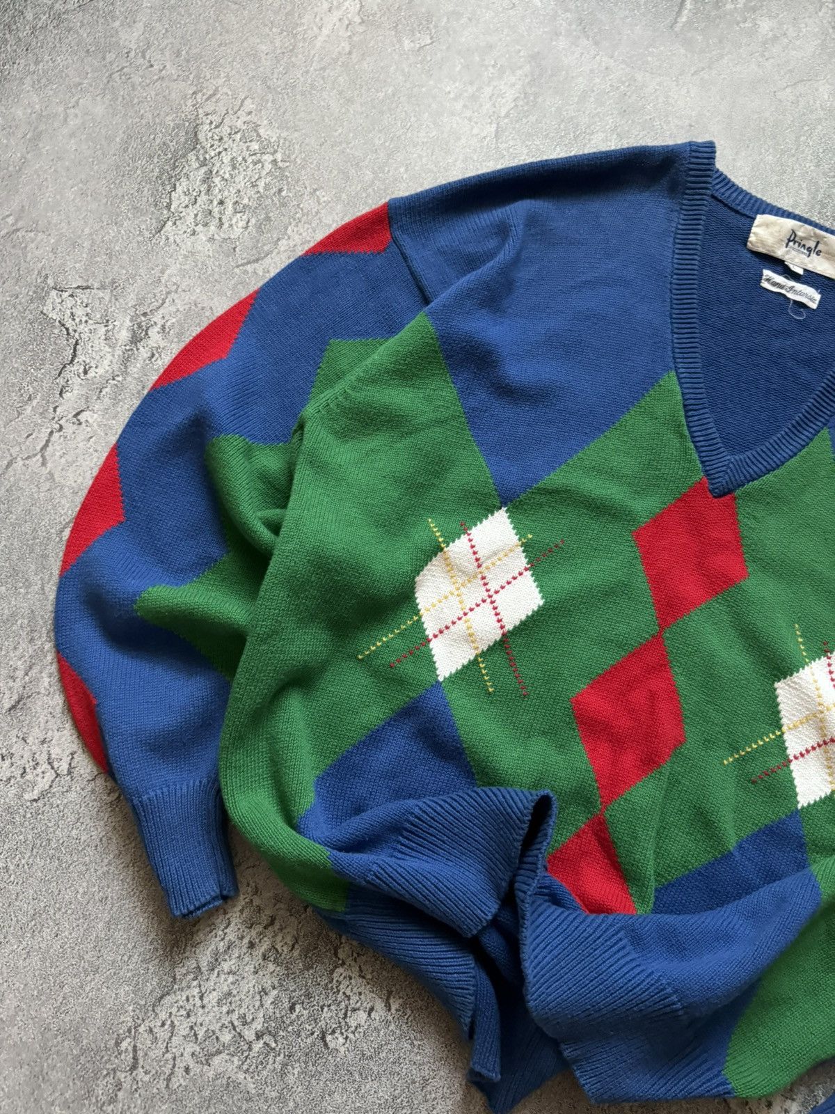 Designer × Pringle Of Scotland × Vintage Pringle of Scotland 🏴󠁧󠁢󠁳󠁣󠁴󠁿 checkered sweater jumper knitwear vntg Size US L / EU 52-54 / 3 - 2 Thumbnail