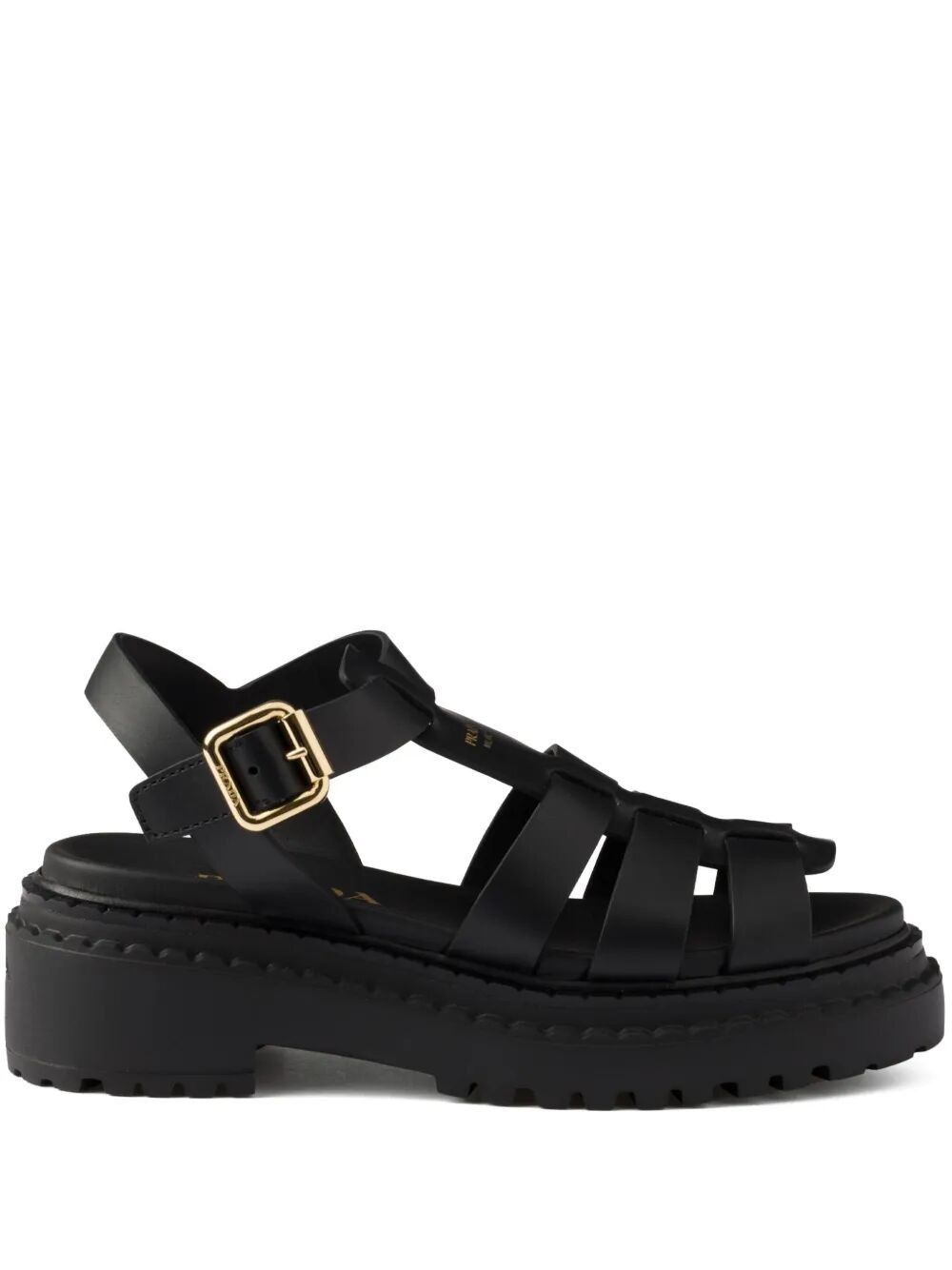 Prada FISHERMAN`S LEATHER FLATFORM SANDALS Size US 11 / IT 41 - 1 Thumbnail