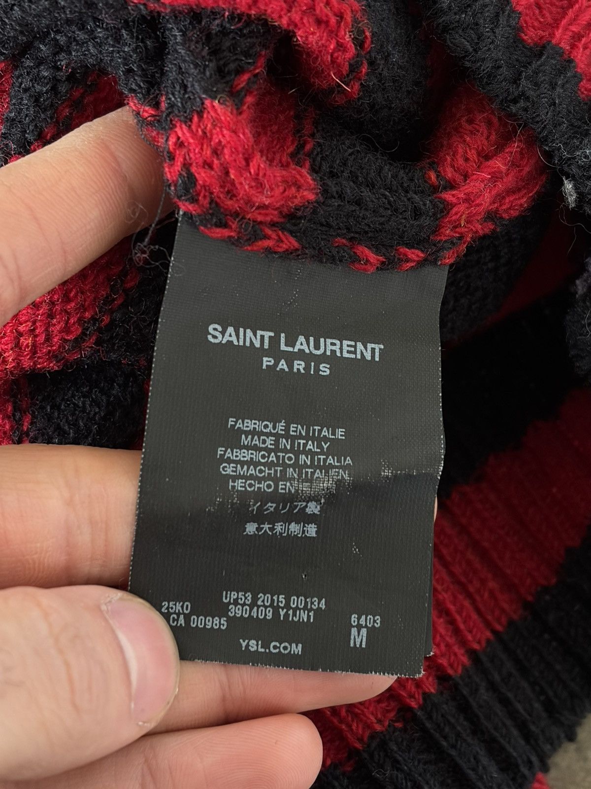 Saint Laurent Paris Saint Laurent Red Striped Sweater Wool Size US M / EU 48-50 / 2 - 3 Thumbnail