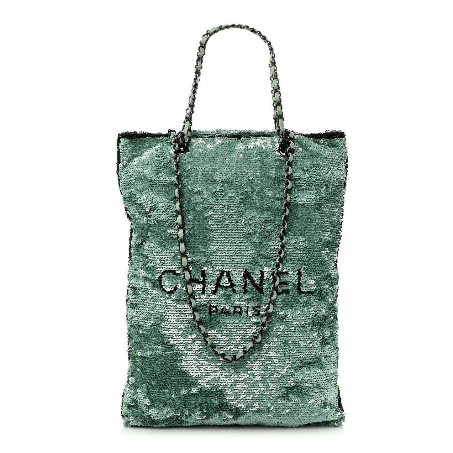 Chanel os11x0126 Size: OS / Sequin Logo Shopping Tote Bag In Green Size ONE SIZE - 1 Thumbnail