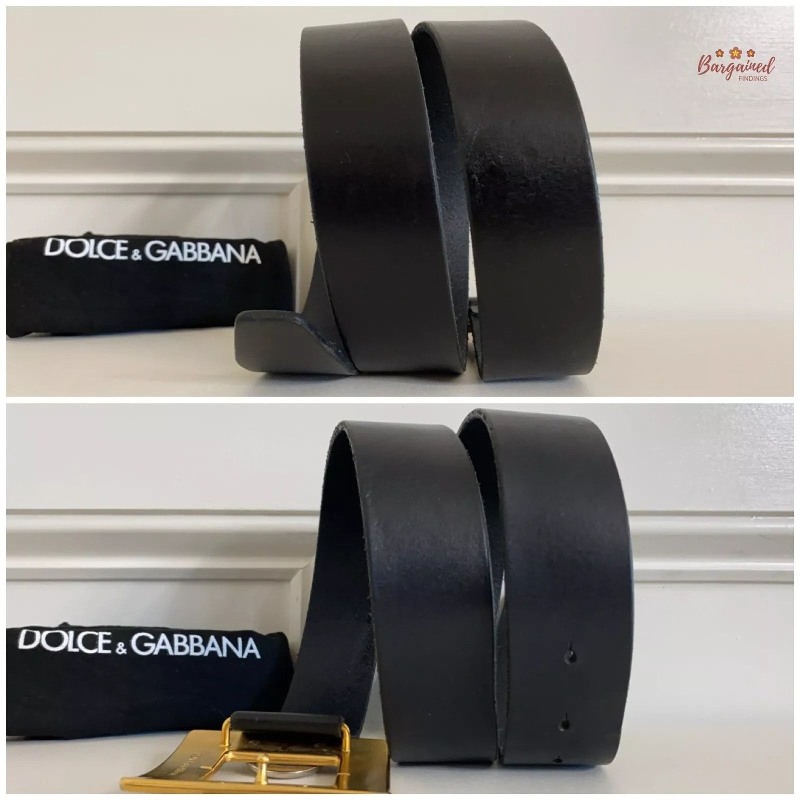 Dolce & Gabbana Dolce & Gabbana Black Leather DG Logo Gold Buckle Belt Size 32 - 5 Thumbnail