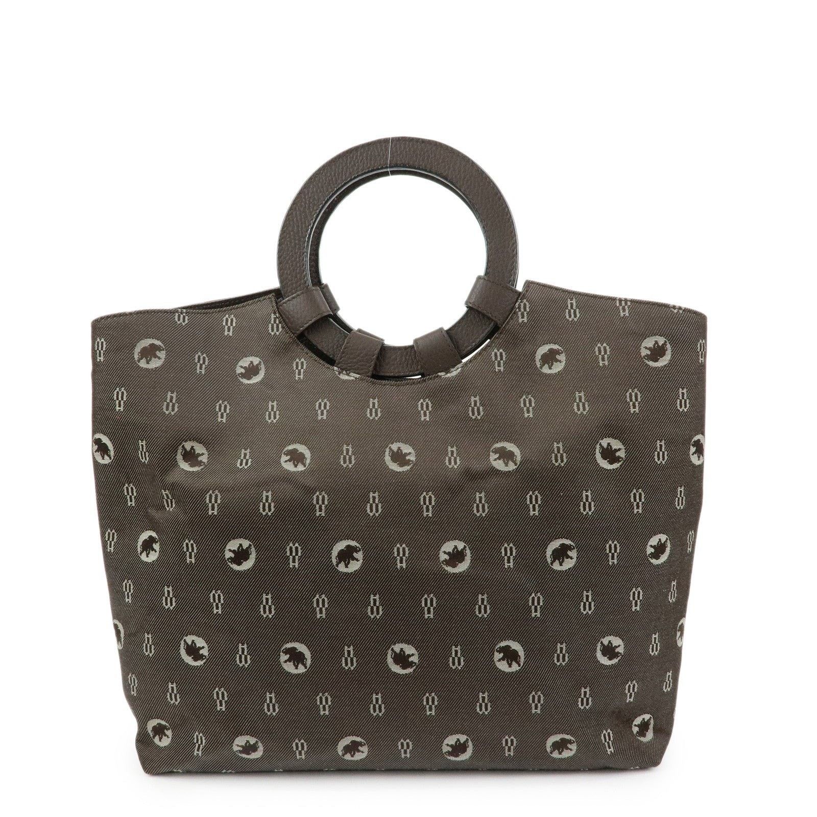 Huntington Hunting World Monogram Canvas & Leather Tote Brown Size ONE SIZE - 1 Thumbnail