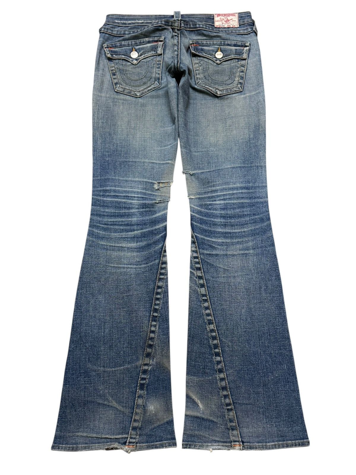 True Religion Vintage Usa 90s True Religion Mud Wash Faded Wide Leg Flared Size US 30 / EU 46 - 2 Thumbnail