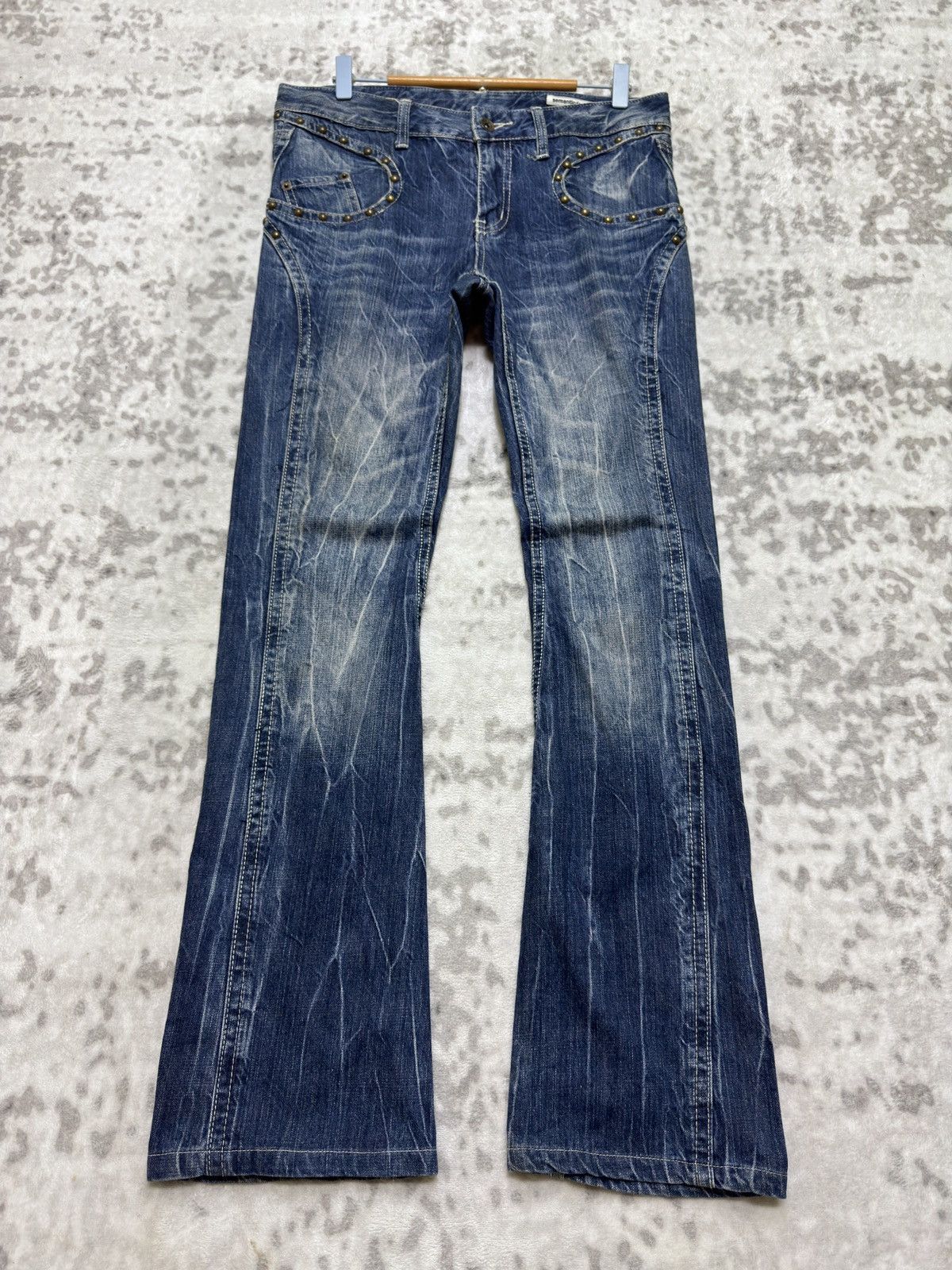 Hysteric Glamour Semantic Design Flare Y2K Punk Distressed Denim Studded Size US 32 / EU 48 - 1 Thumbnail