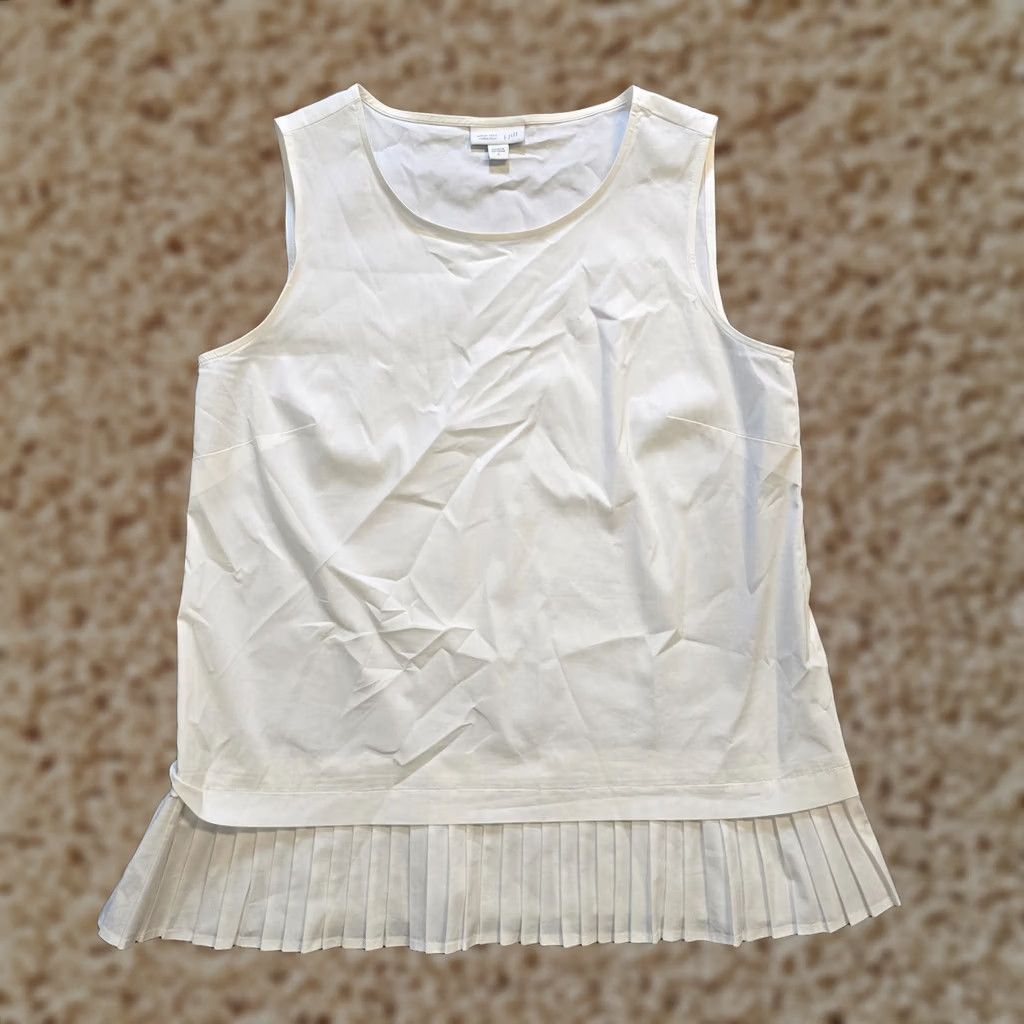 J. Jill J. Jill Top Shirt Womens Small White Sleeveless Tank Pleated Trim Layer Capsule Capsule Size S / US 4 / IT 40 - 1 Thumbnail