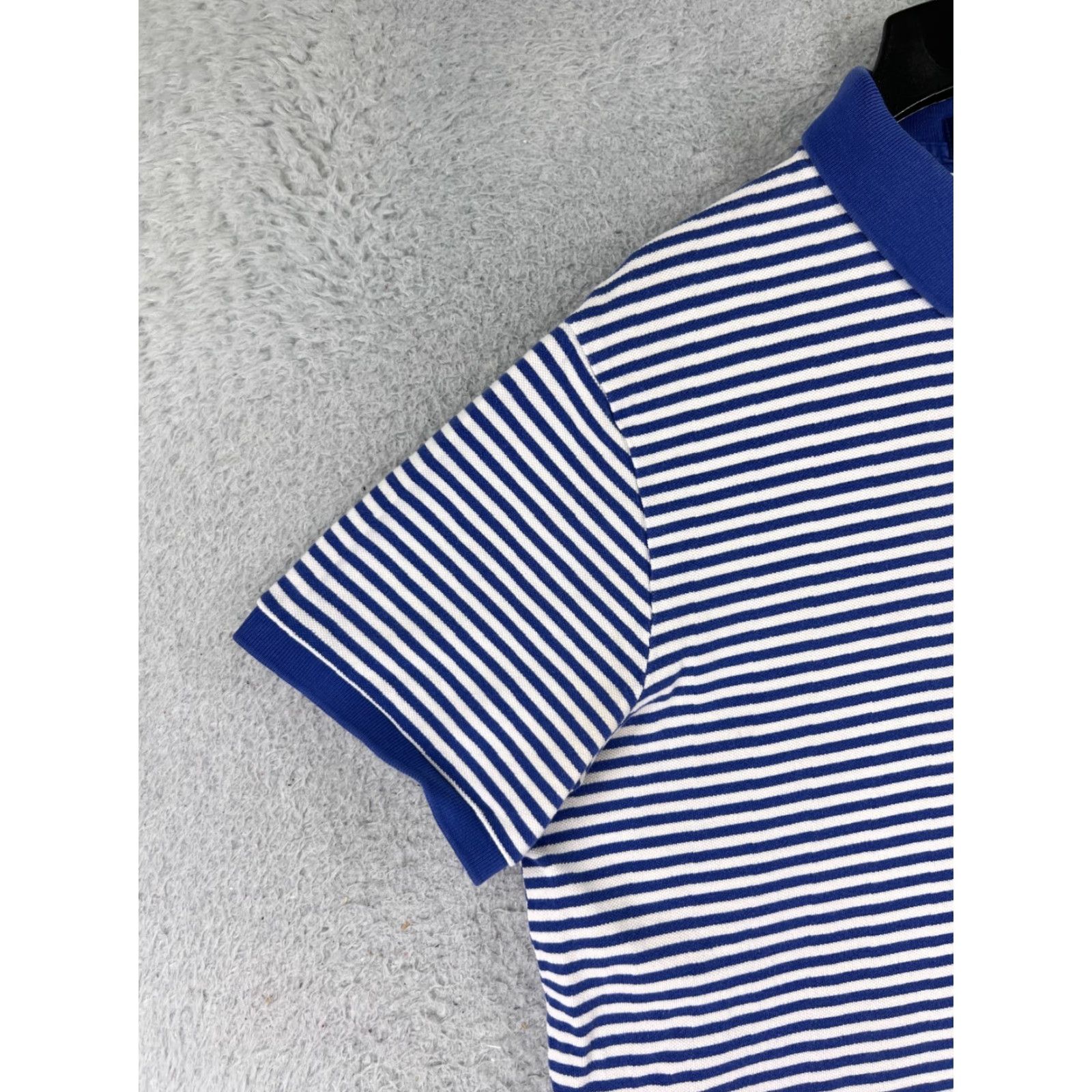 Ralph Lauren VINTAGE Ralph Lauren Polo Shirt Adult XL White Blue Stripe Pony Golf Cotton Slim Fit Mens Size US XL / EU 56 / 4 - 3 Thumbnail