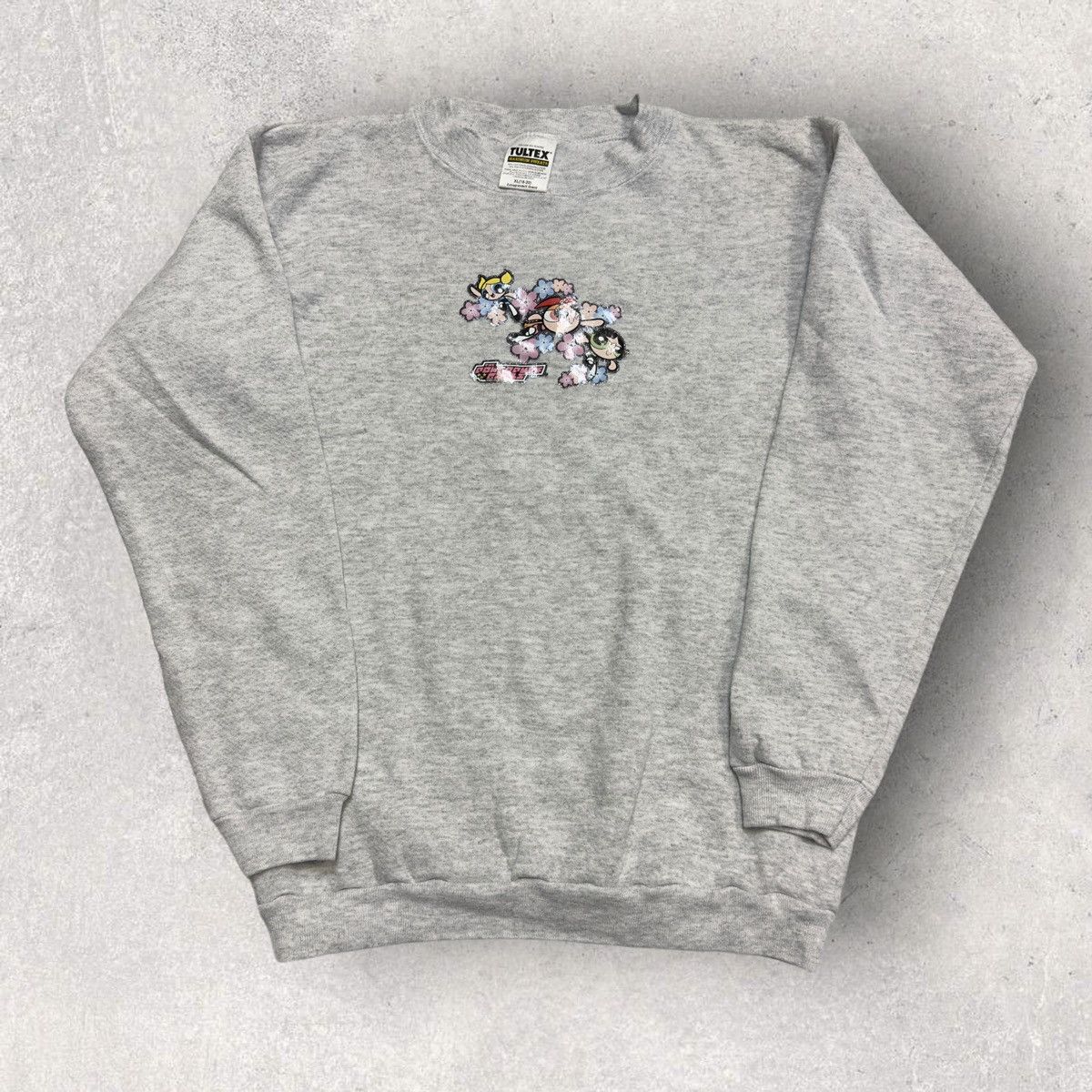 image of Cartoon Network x Tultex Vintage Powerpuff Girls Sweatshirt in Grey, Men's (Size Small)