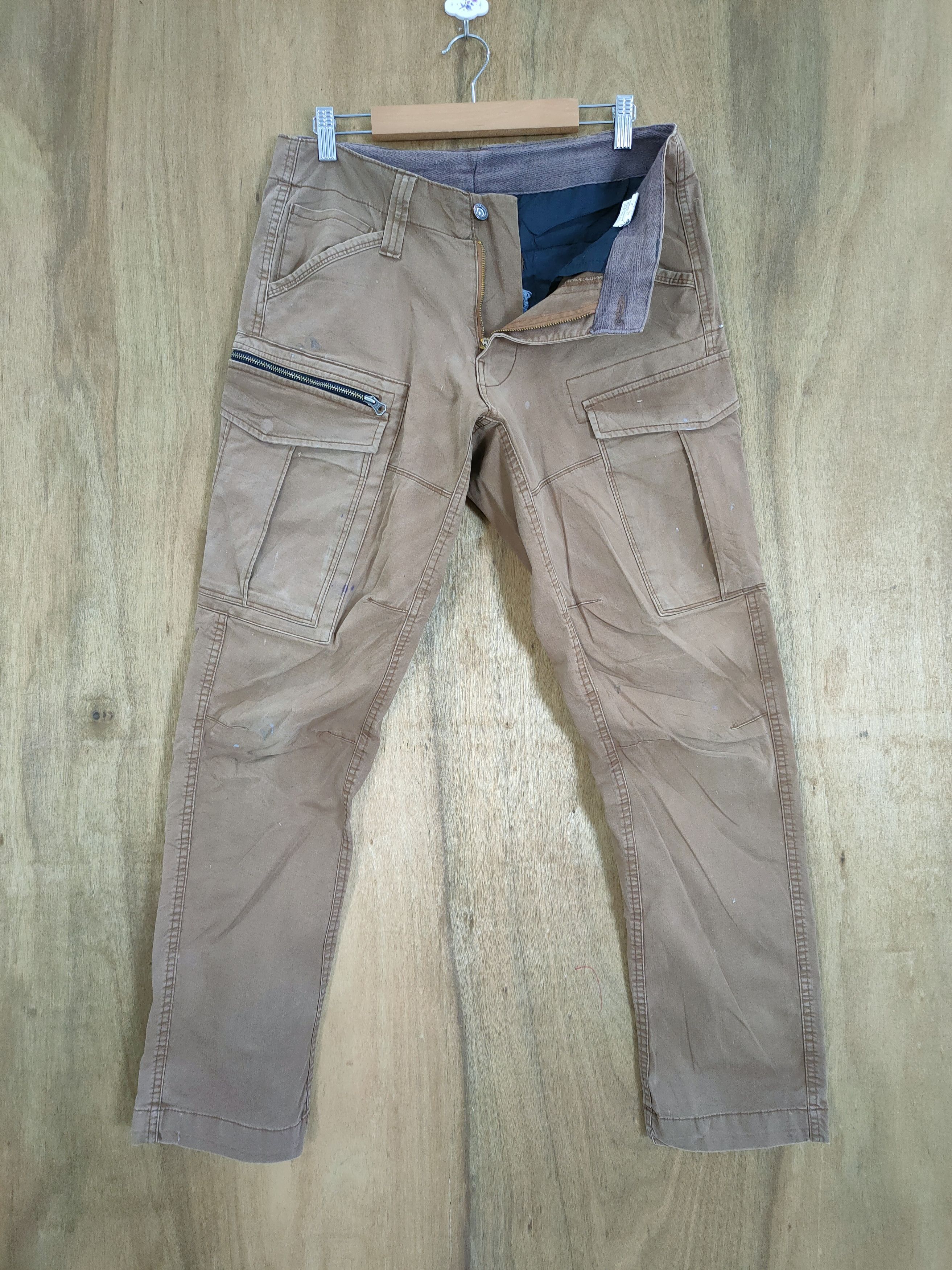 Japanese Brand VINTAGE GENBA BROWN BAGGY CARGO PANTS Size US 31 - 1 Thumbnail