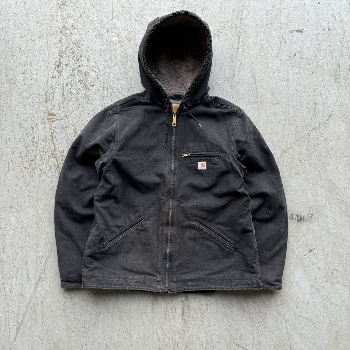 Carhartt × Vintage Crazy Vintage FADED Carhartt Black Faded Hooded Jacket Size US S / EU 44-46 / 1 - 1 Thumbnail