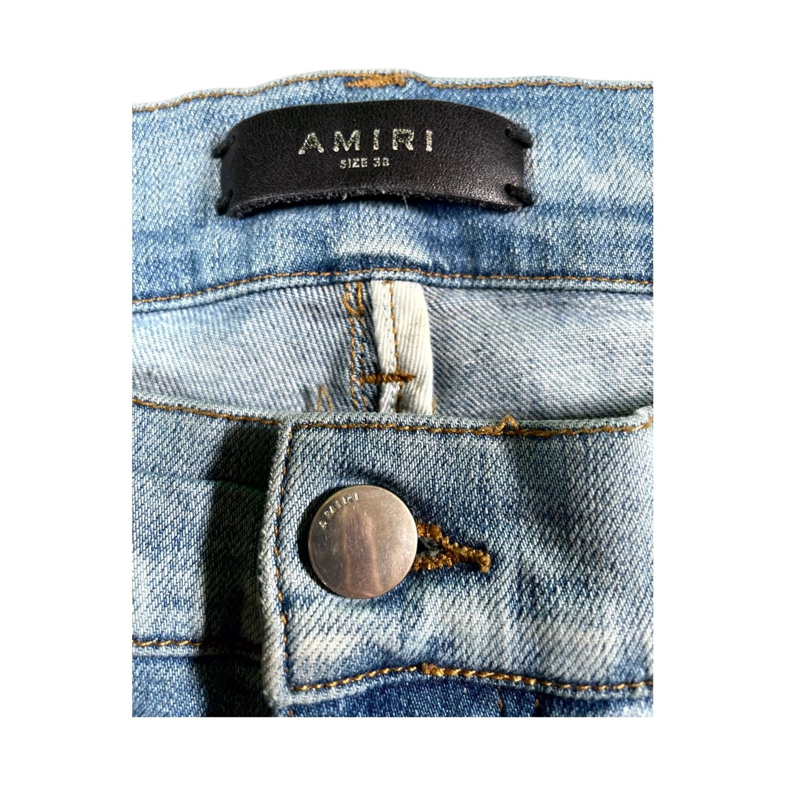 Amiri Amiri "MX2 Paisley Patch" Light Wash & Brown Jeans Size US 38 / EU 54 - 4 Thumbnail